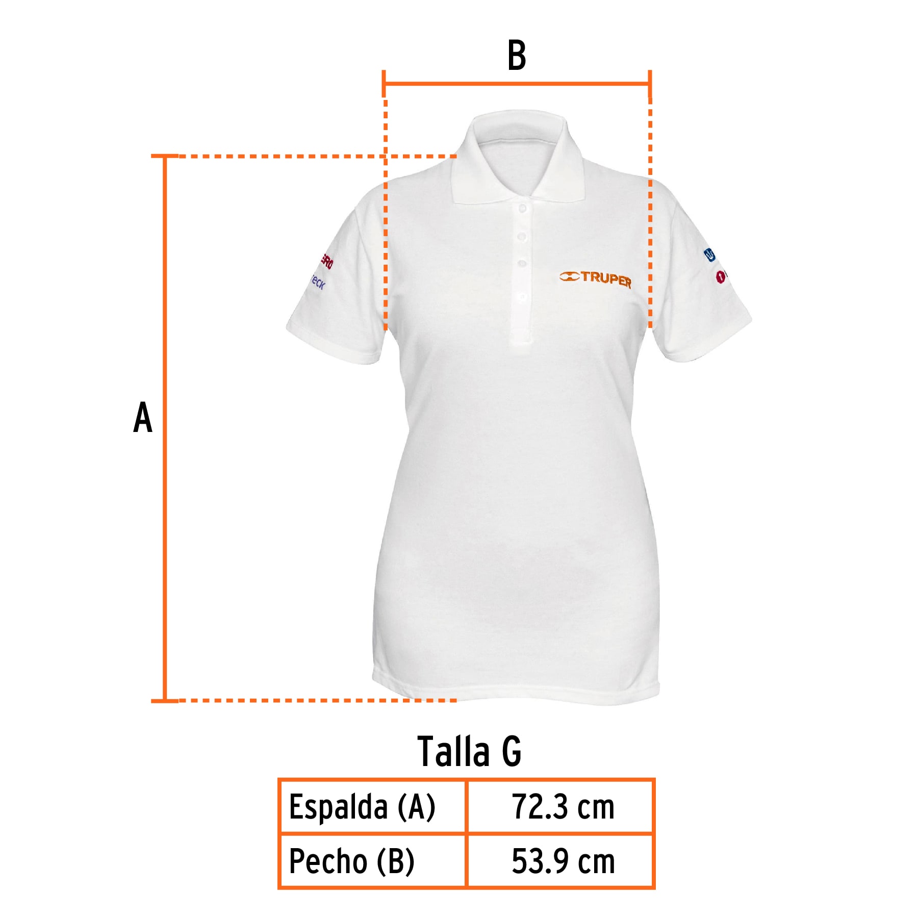 Playera polo para mujer, blanca, G, TRUPER
