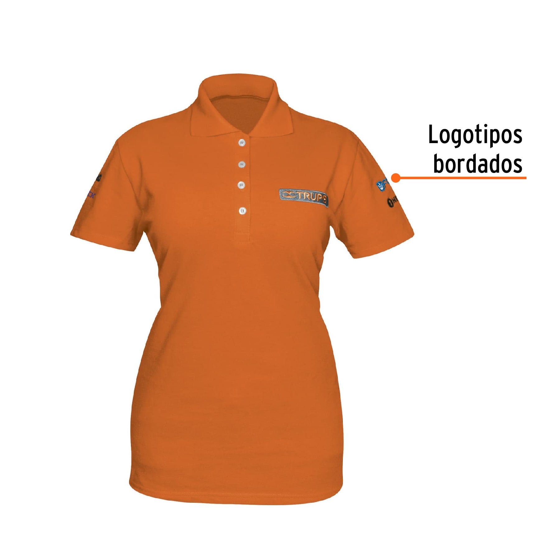 Playera polo para mujer, naranja, CH, TRUPER