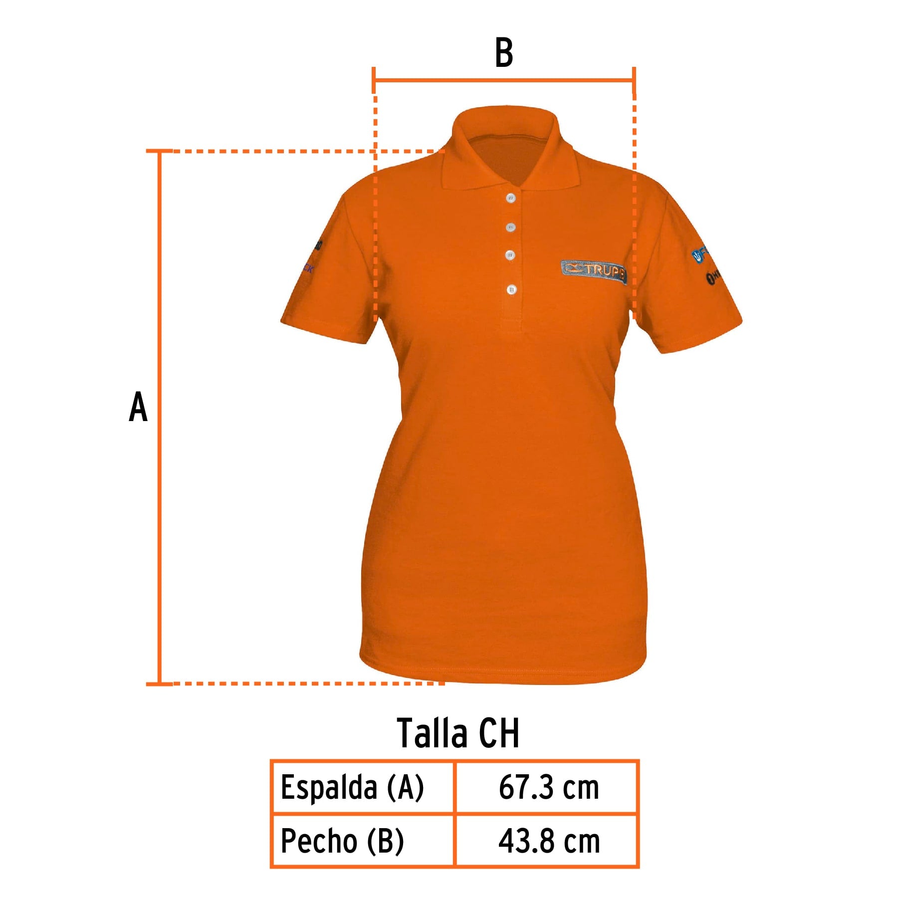 Playera polo para mujer, naranja, CH, TRUPER