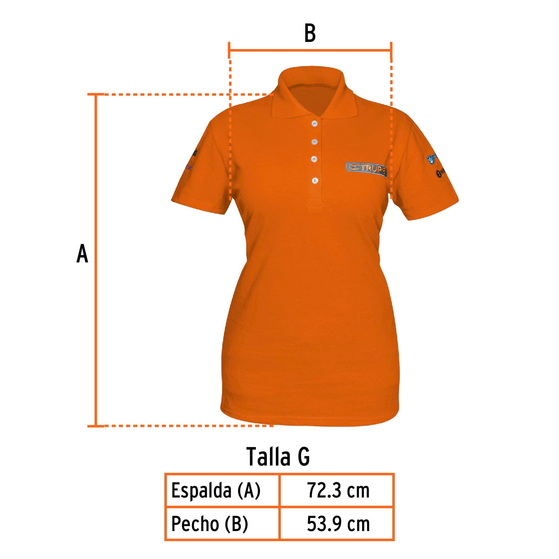 Playera polo para mujer, naranja, G, TRUPER