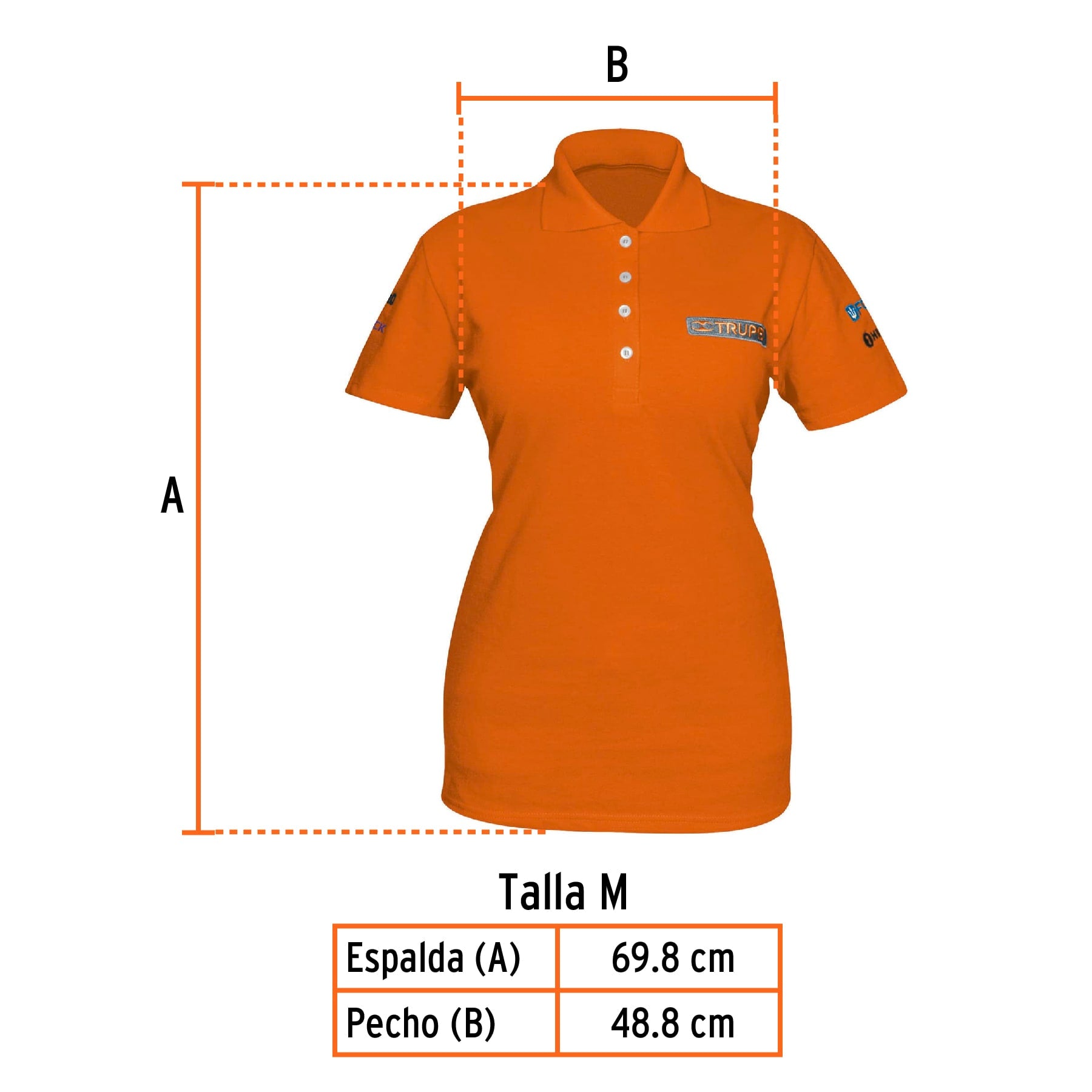 Playera polo para mujer, naranja, M, TRUPER