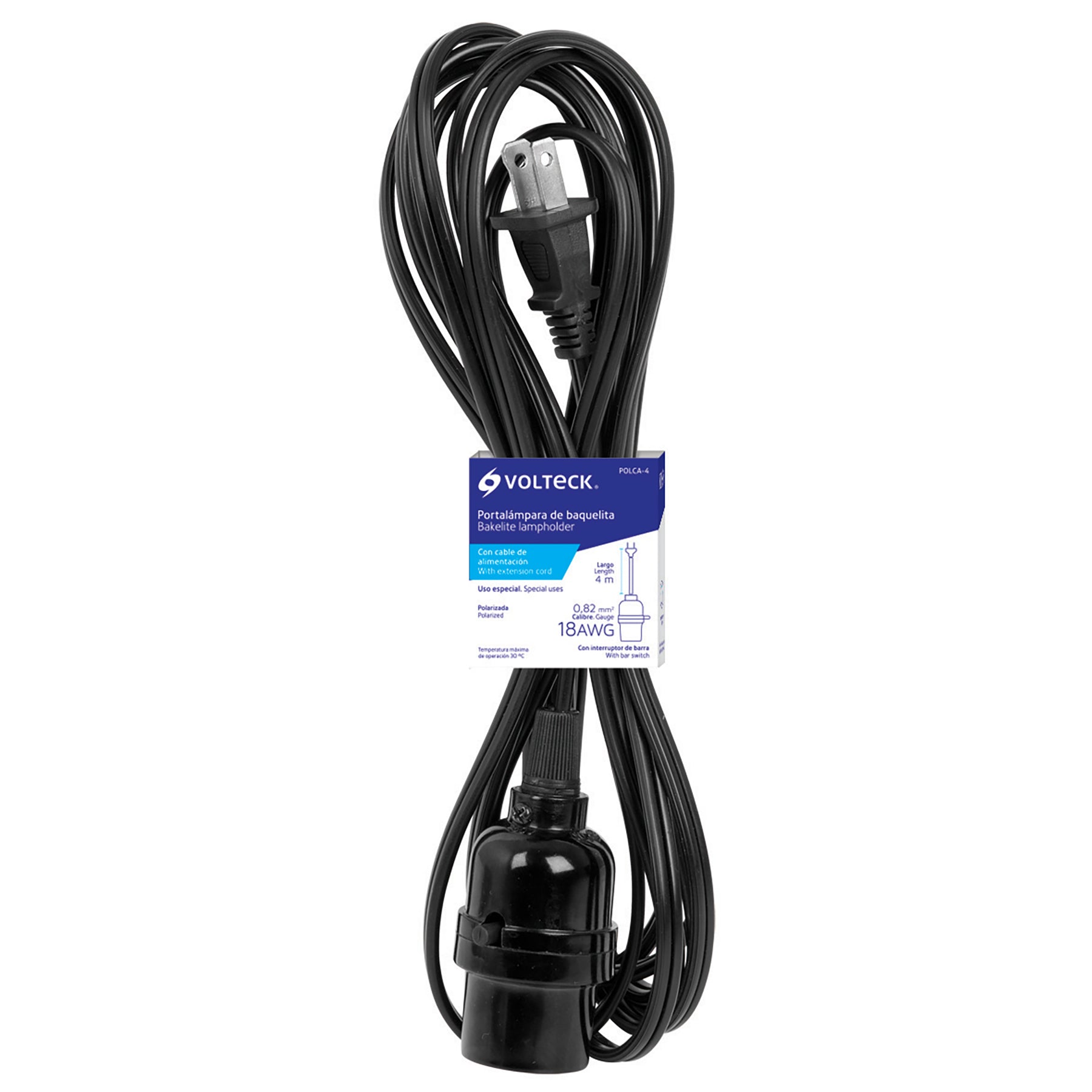 Portalámparas con cable de 4 m, VOLTECK