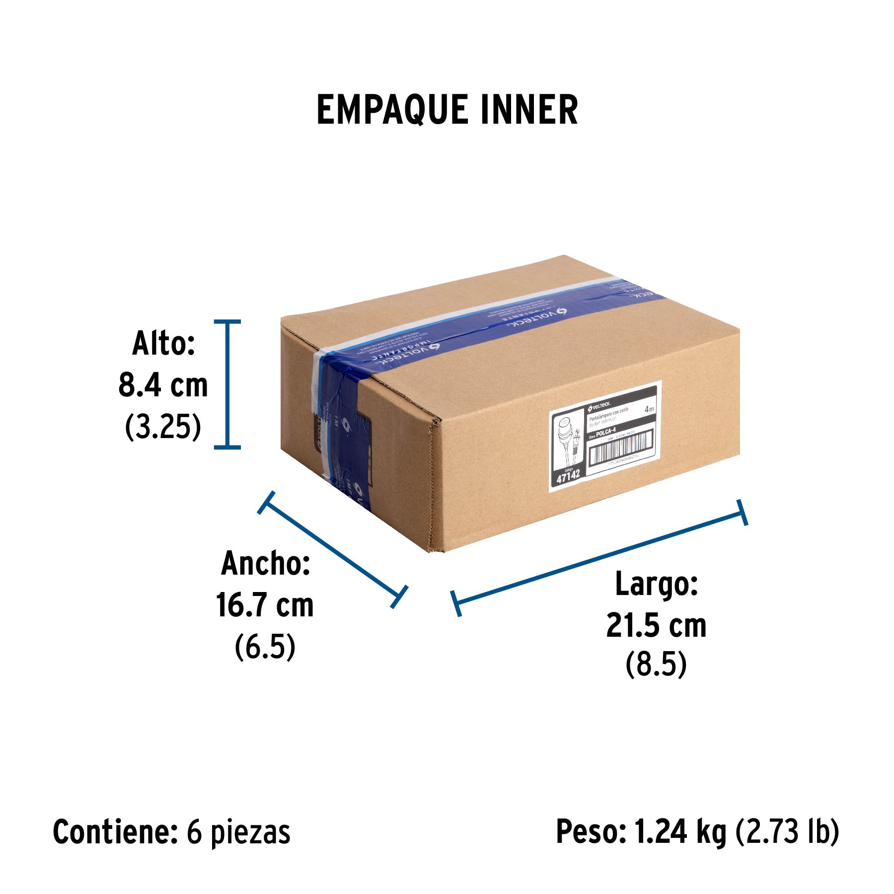 Portalámparas con cable de 4 m, VOLTECK - Empaque