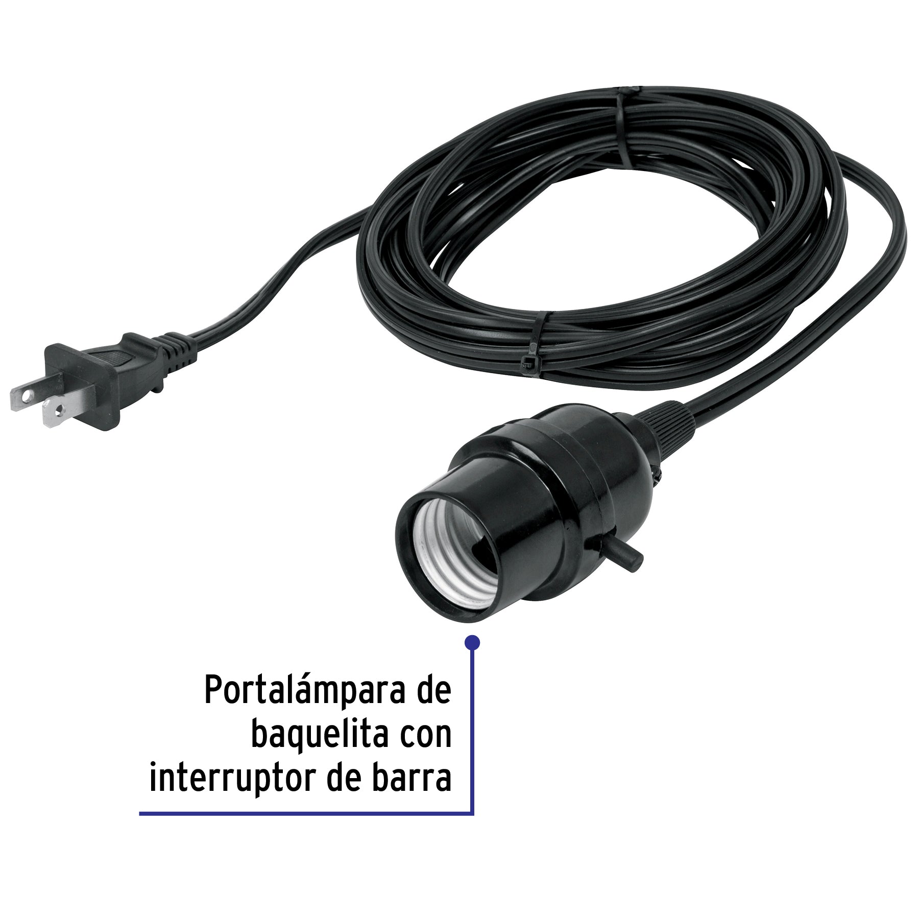 Portalámparas con cable de 4 m, VOLTECK