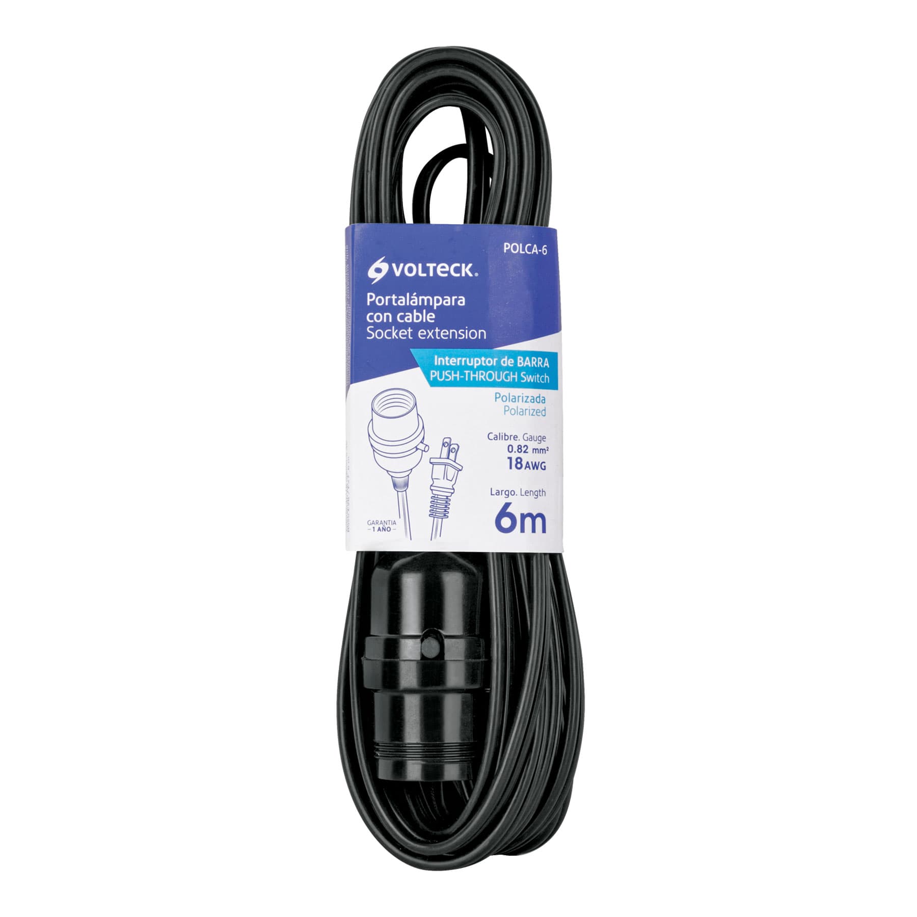 Portalámparas con cable de 6 m, VOLTECK