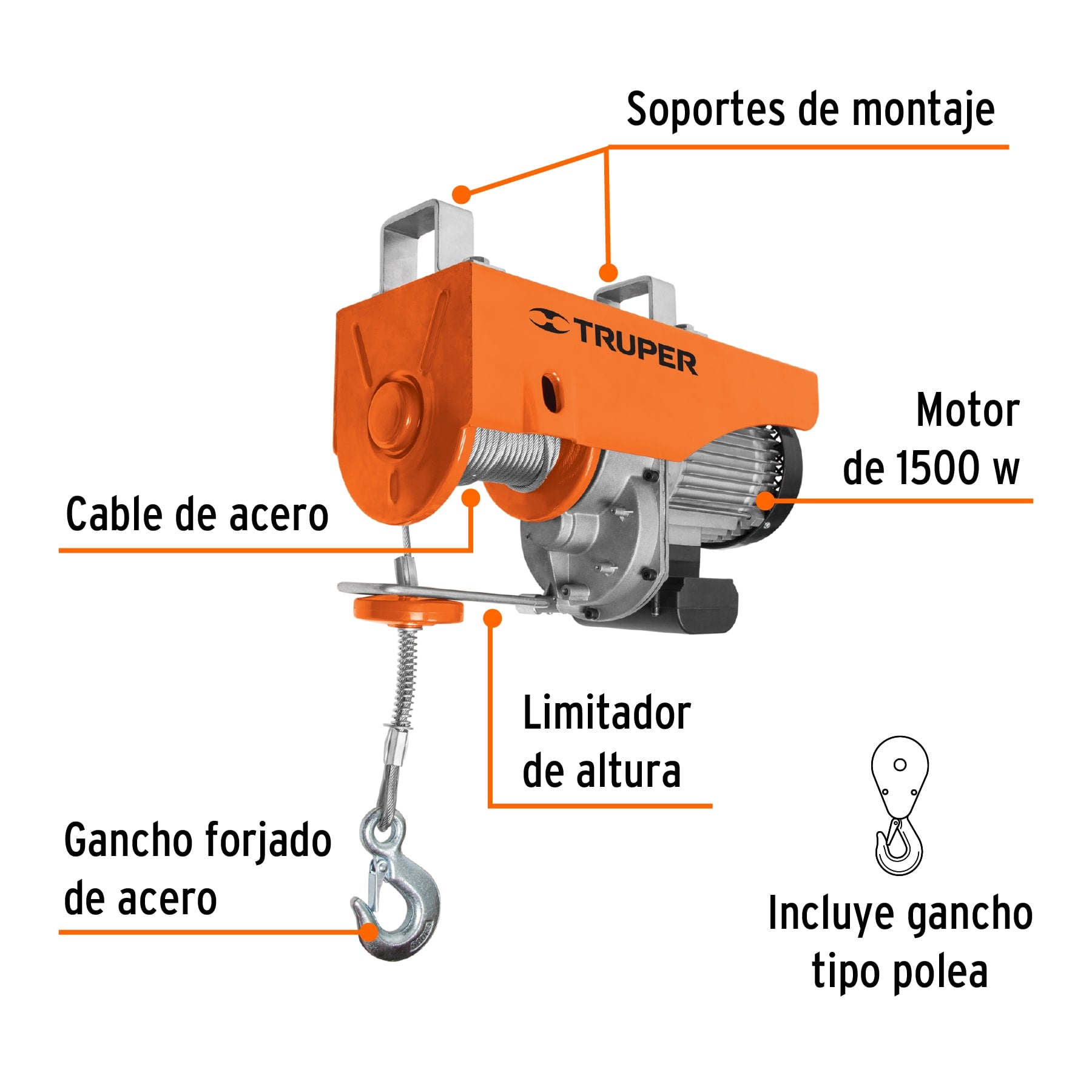 Polipasto eléctrico de 1000 kg, TRUPER