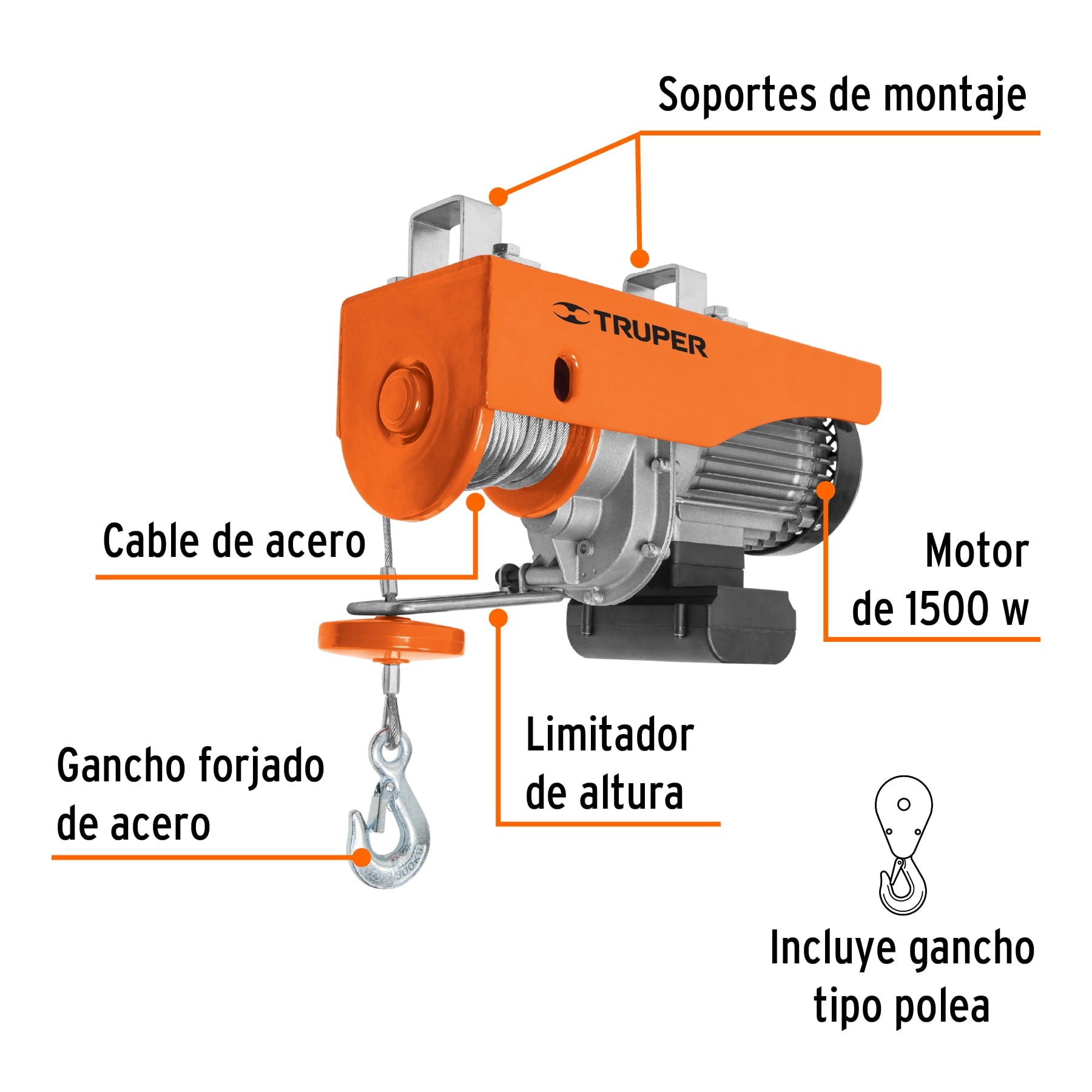 Polipasto eléctrico de 600 kg, TRUPER