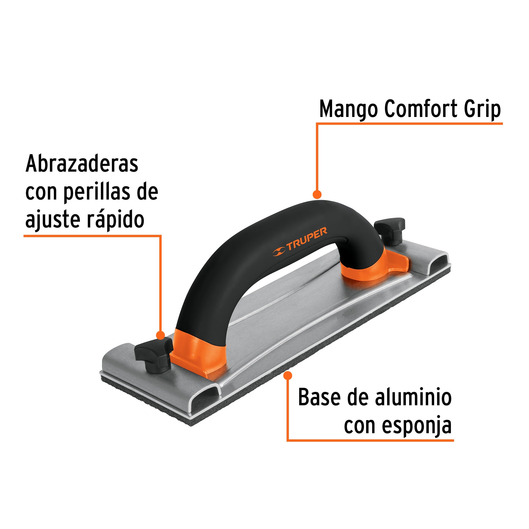 Lijadora manual base de aluminio 8 x 24 cm, TRUPER