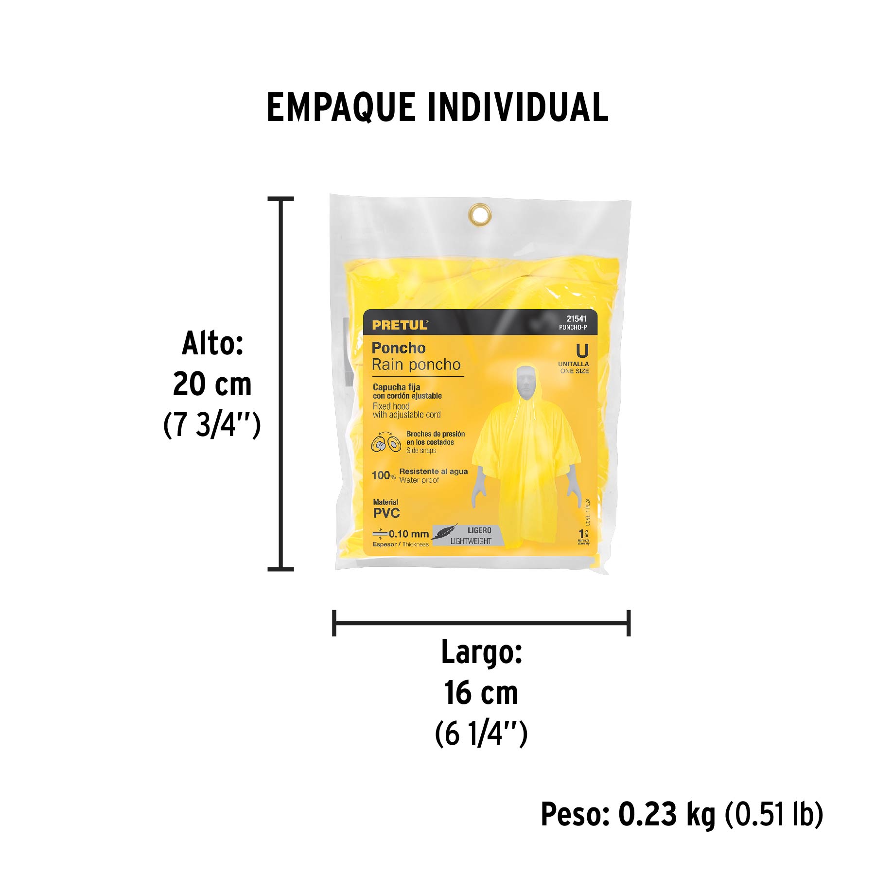Poncho o capamanga ligero de PVC, PRETUL - Empaque