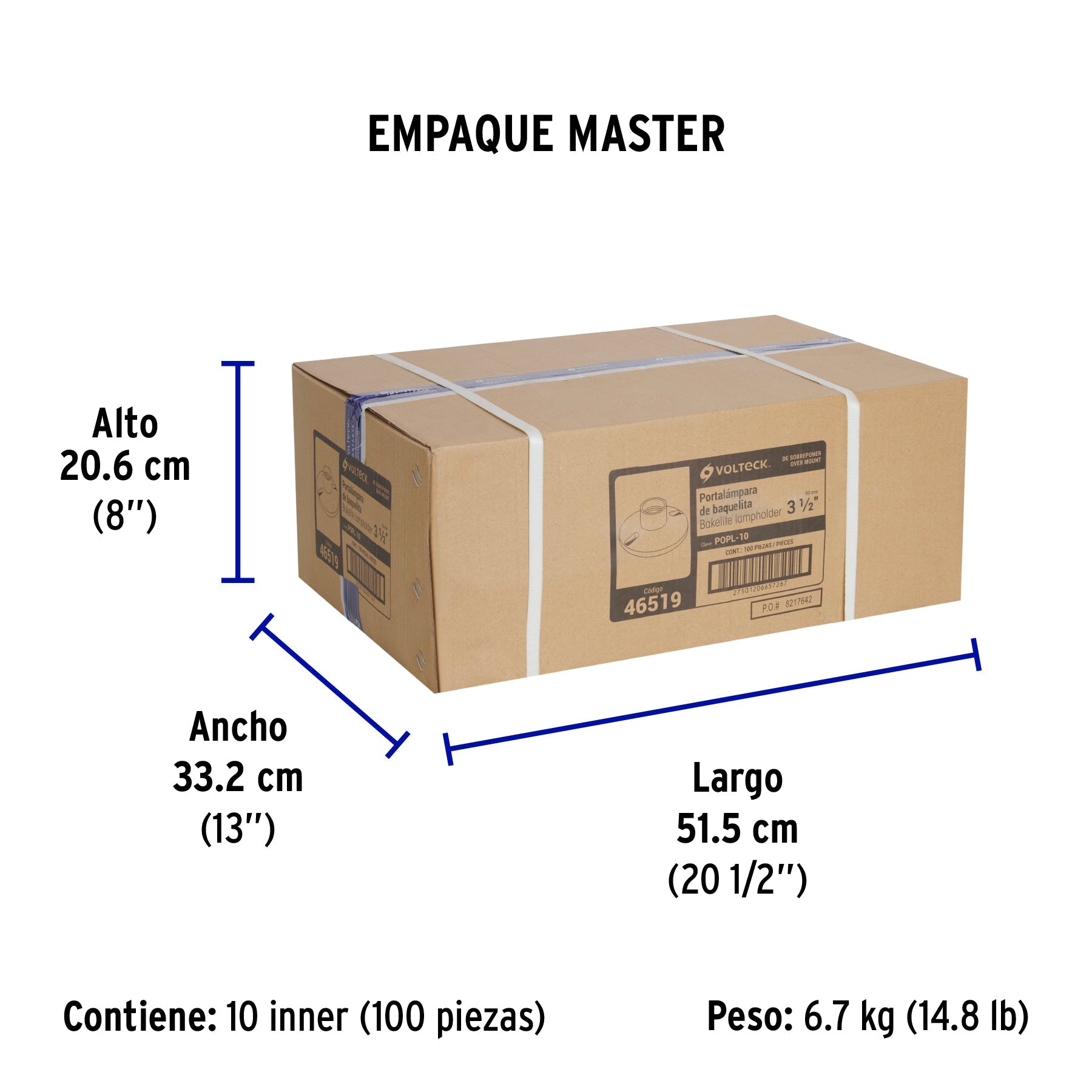 Portalámpara de baquelita, 3-1/2", VOLTECK - Empaque