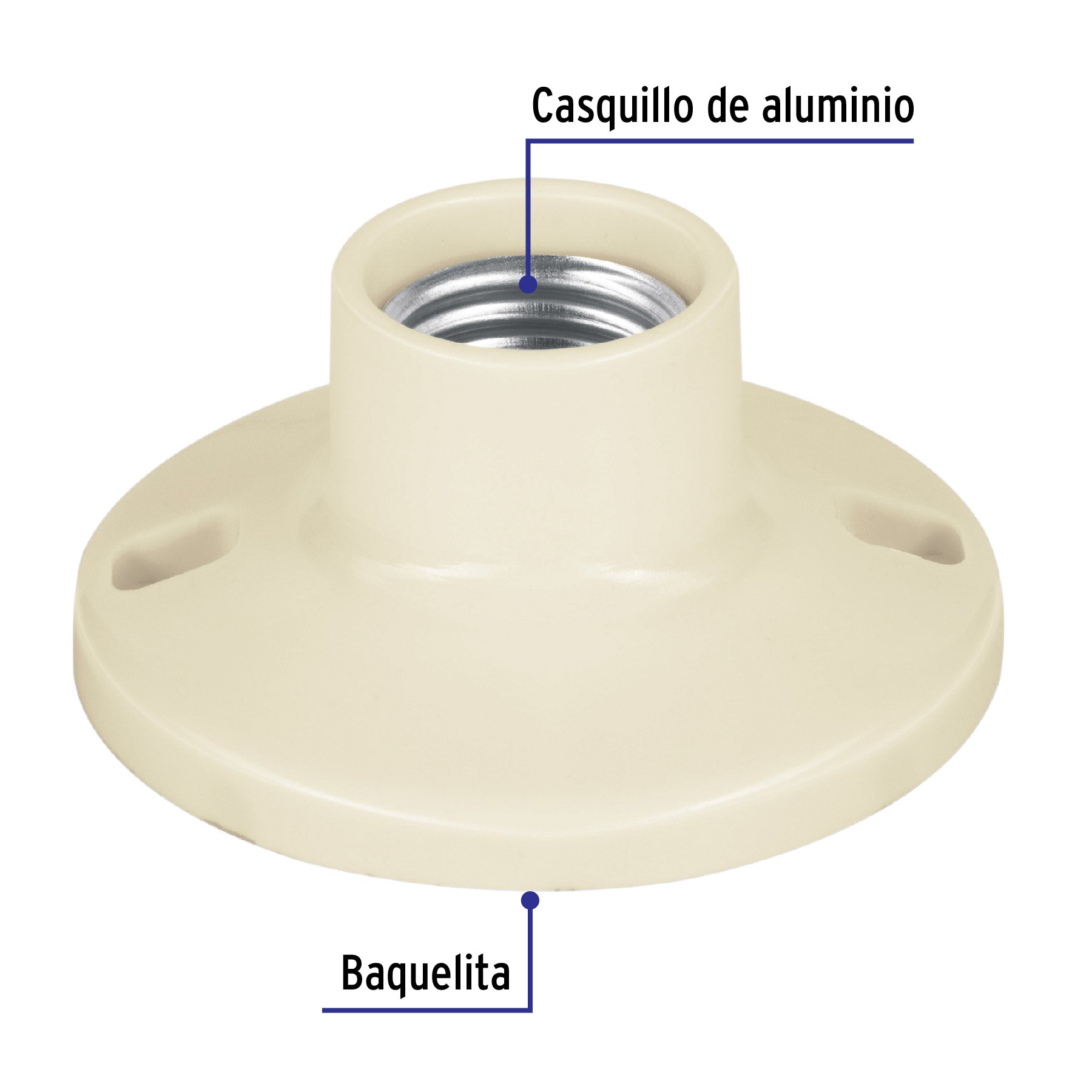 Portalámpara de baquelita, 3-1/2", VOLTECK