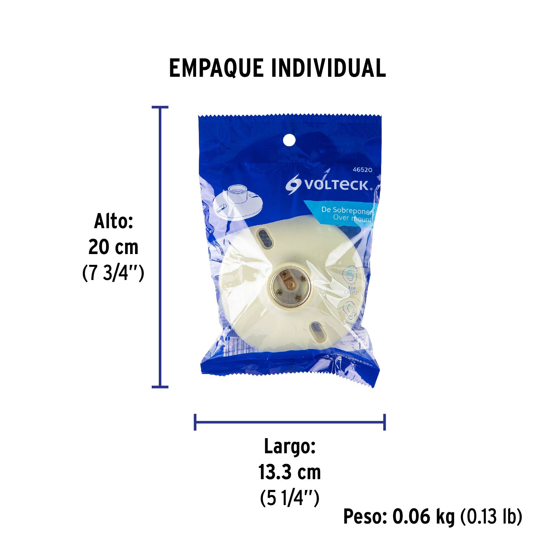 Portalámpara 4" de baquelita, VOLTECK - Empaque