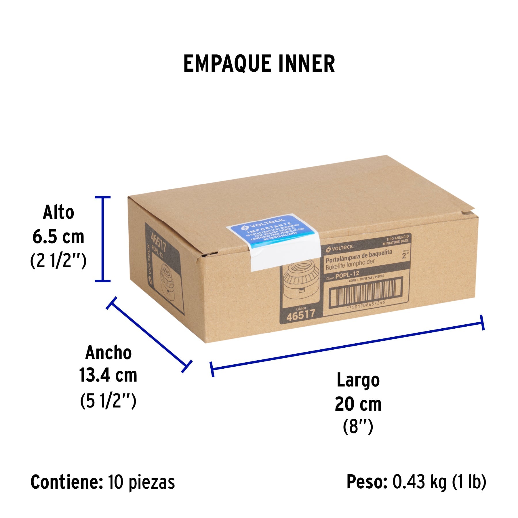 Portalámpara de baquelita, tipo anuncio, VOLTECK - Empaque