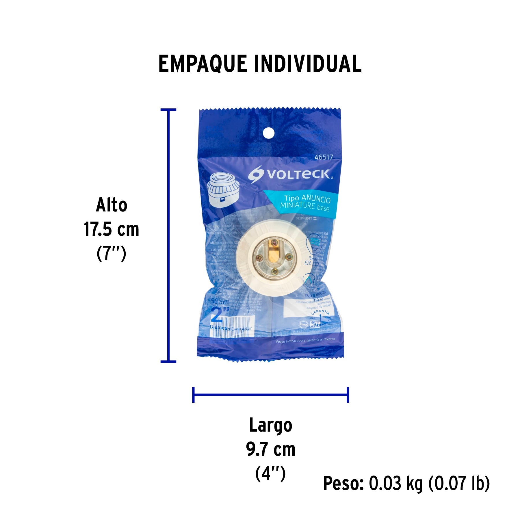 Portalámpara de baquelita, tipo anuncio, VOLTECK - Empaque