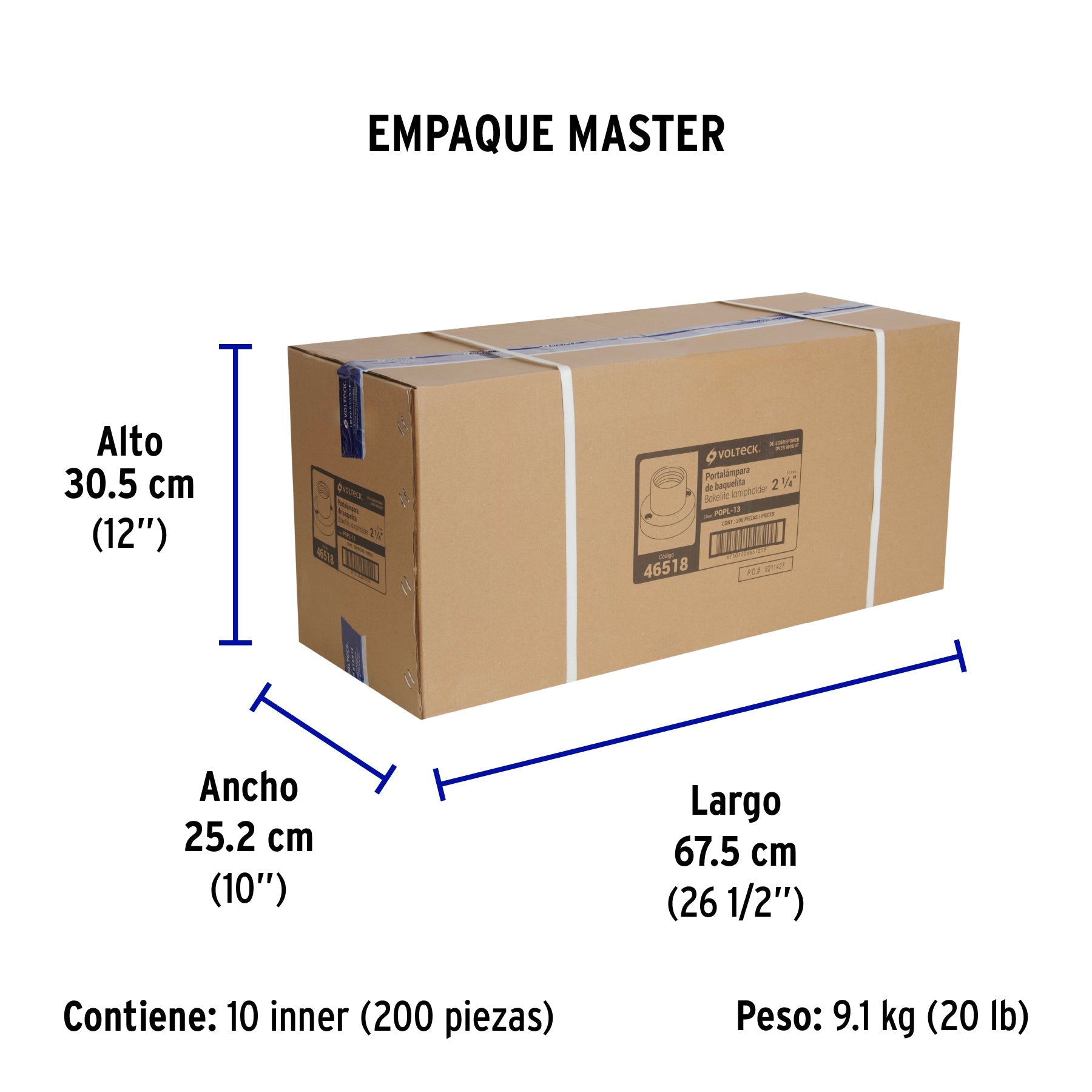 Portalámpara de baquelita, 2-1/4", VOLTECK - Empaque
