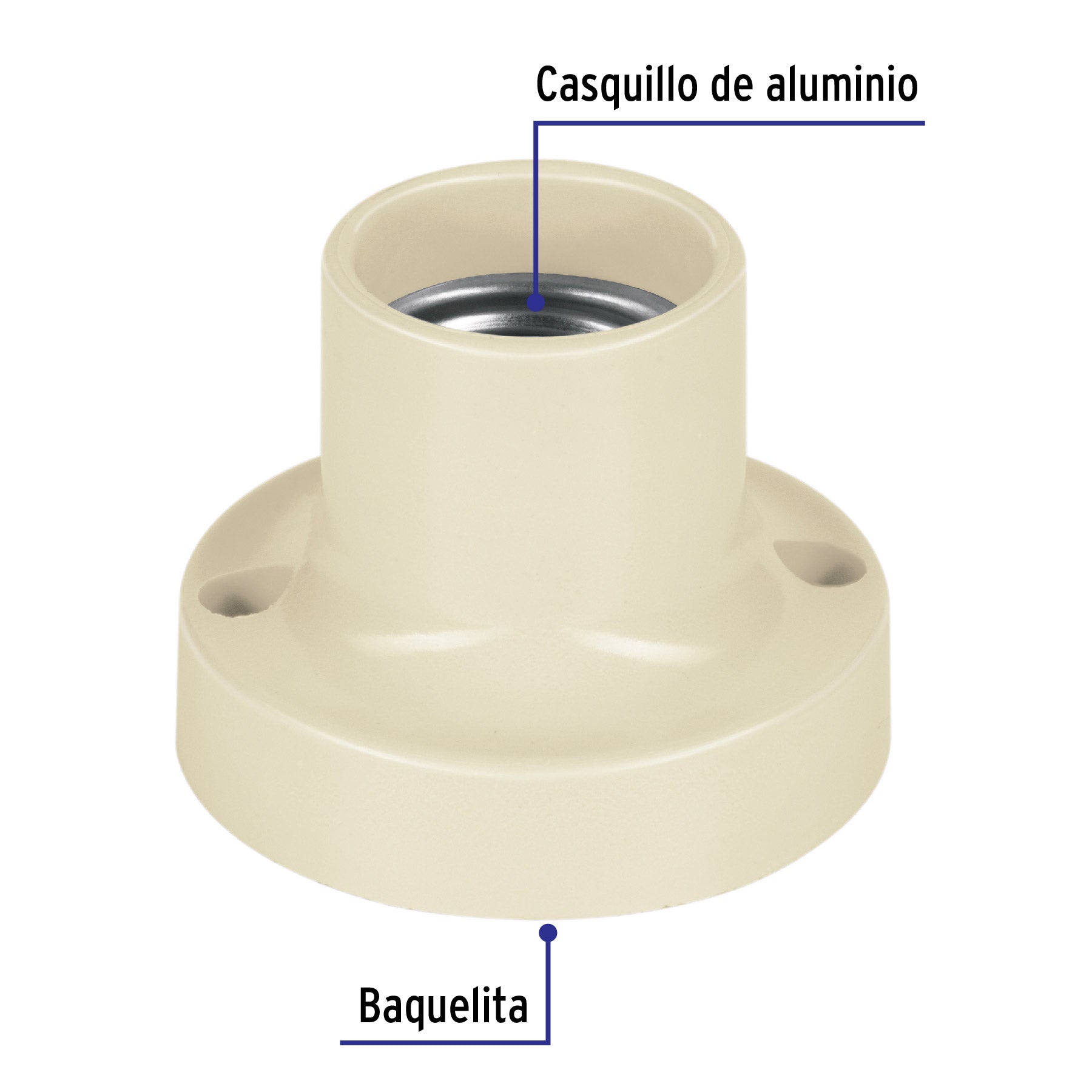 Portalámpara de baquelita, 2-1/4", VOLTECK