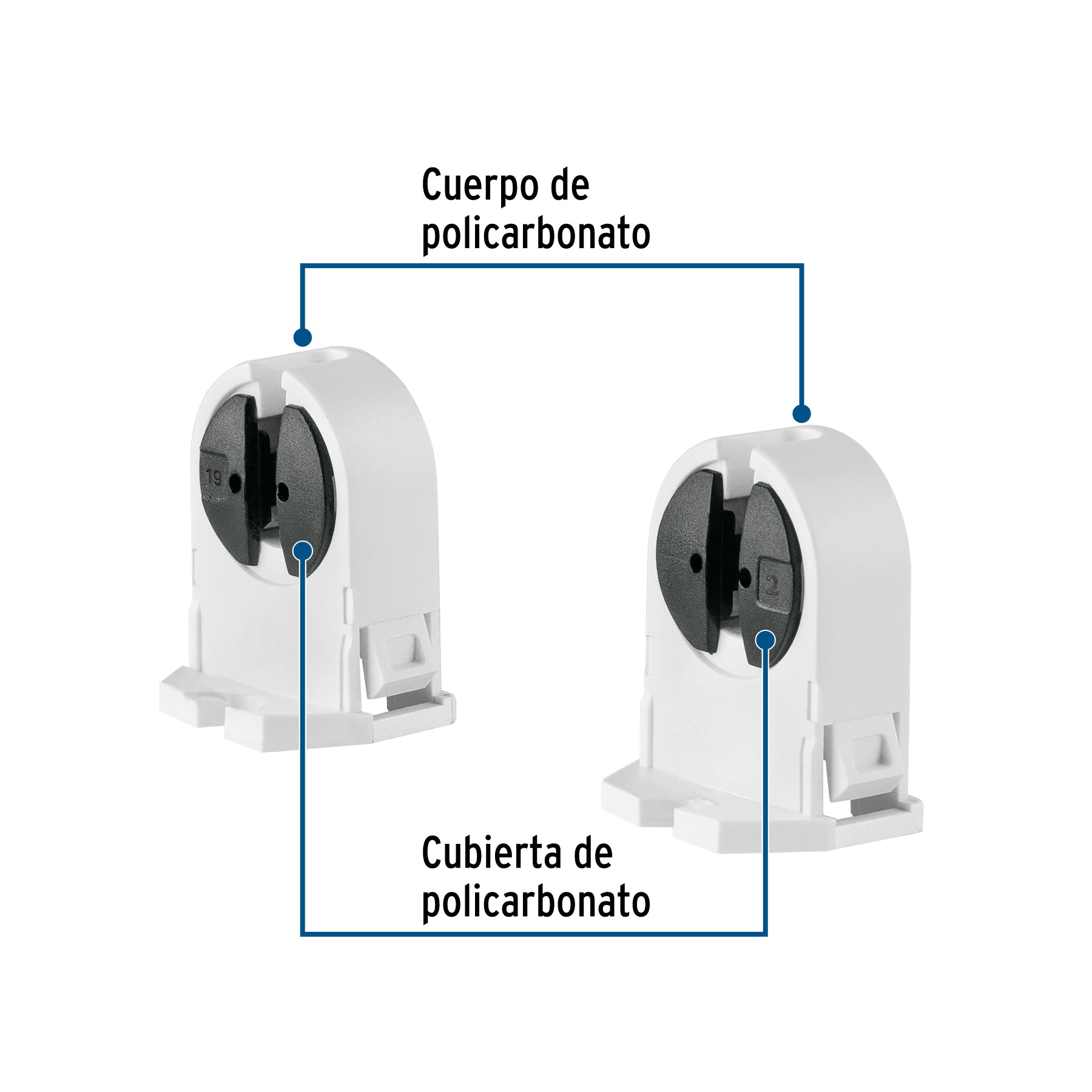 Bolsa 2 pz portalámparas p/tubo LED y fluorescente, base G5