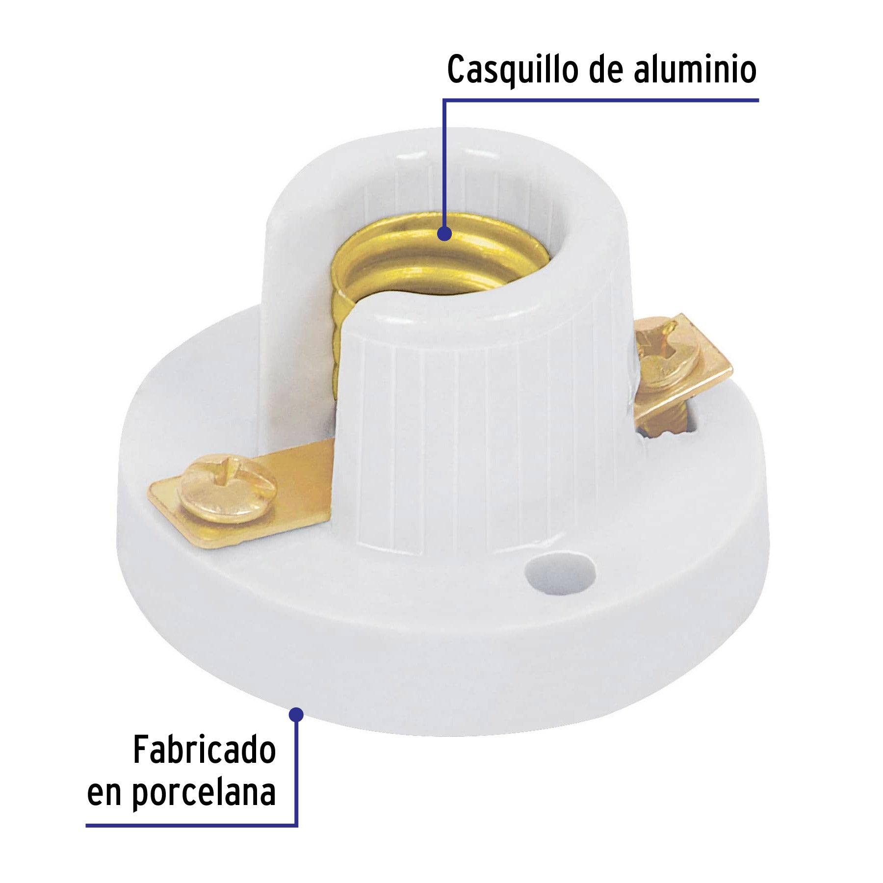 Portalámpara de porcelana para candil, VOLTECK