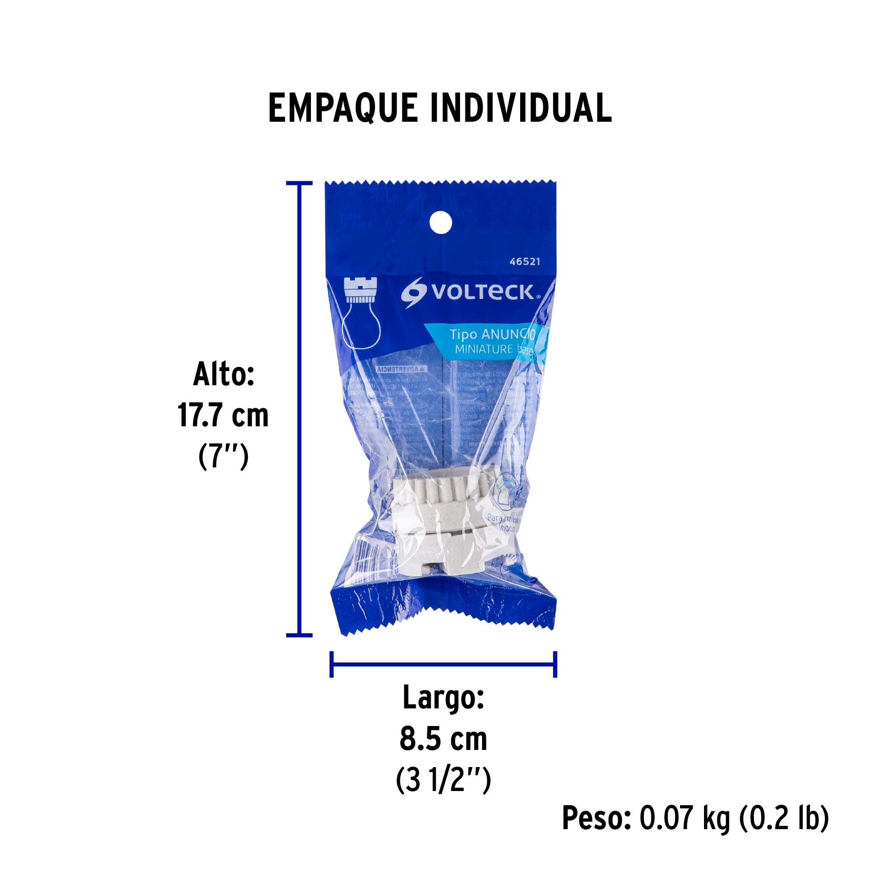 Portalámpara de porcelana, tipo anuncio, VOLTECK - Empaque
