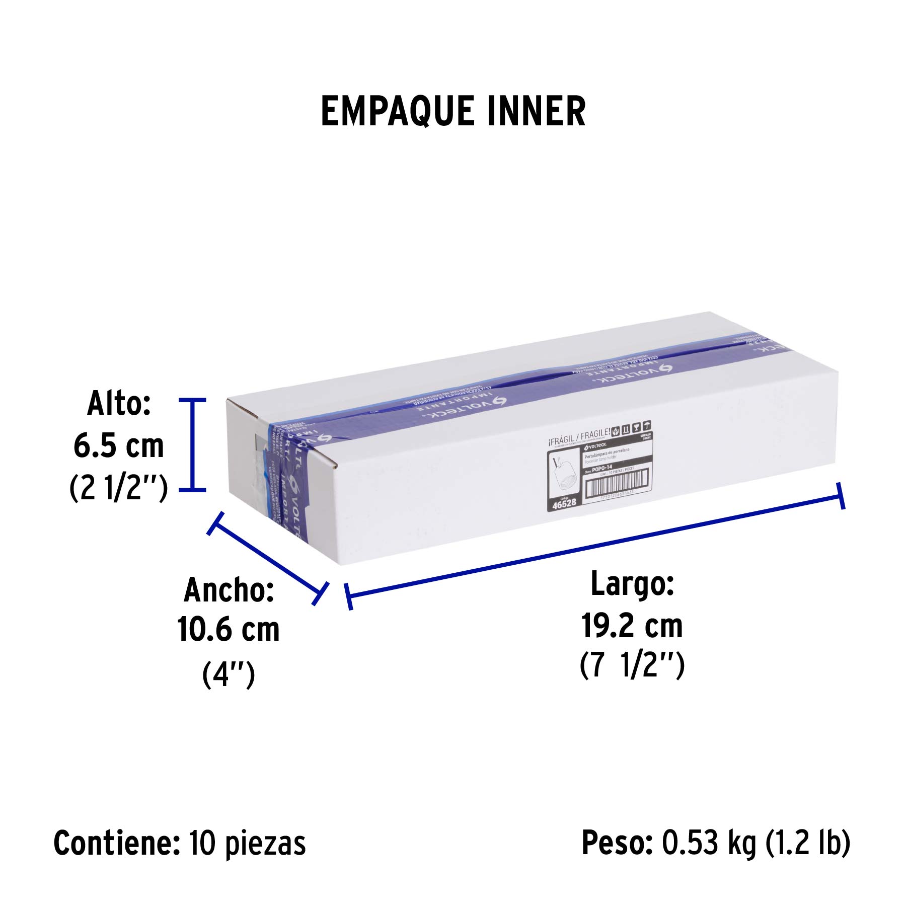 Portalámpara de porcelana, sencillo, VOLTECK - Empaque