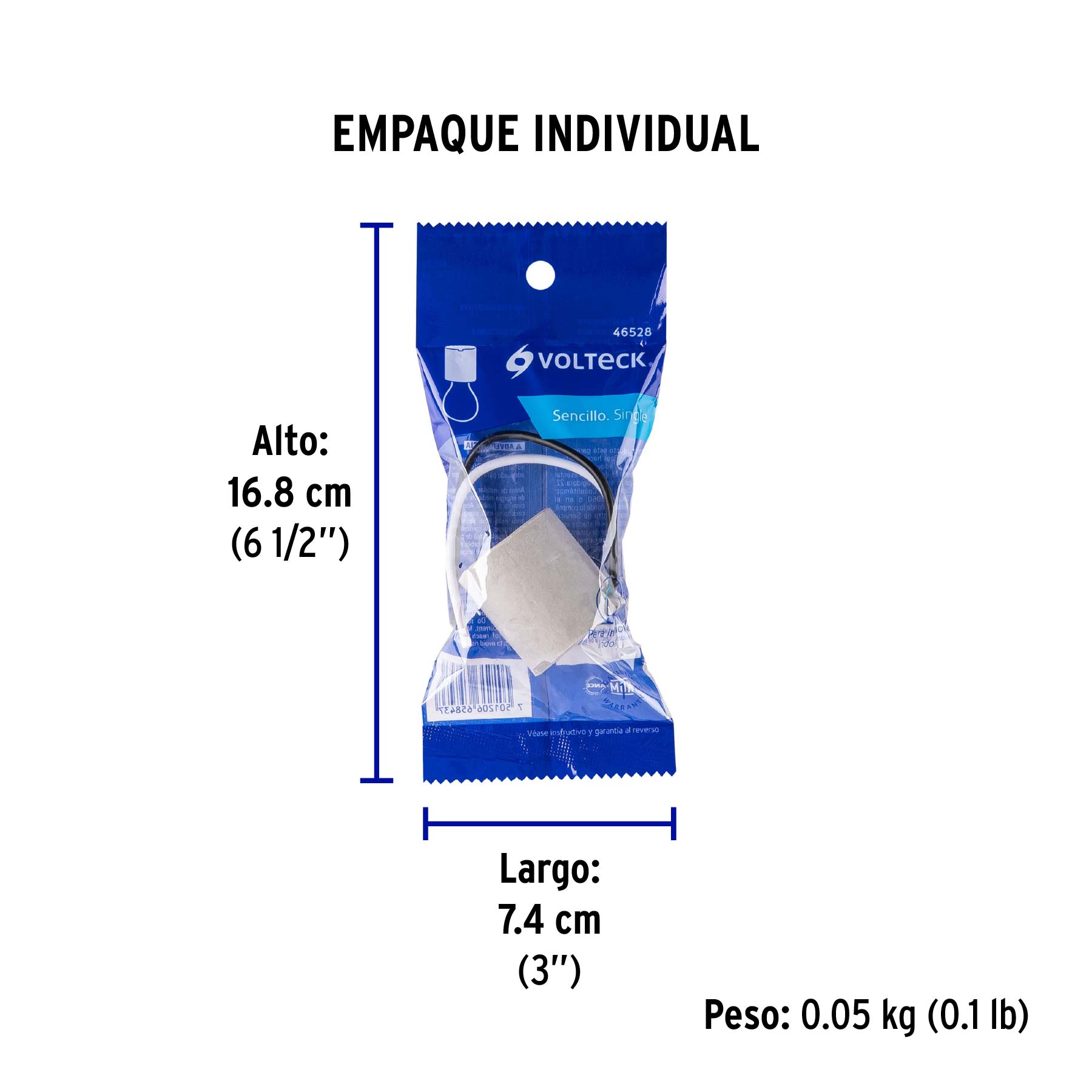 Portalámpara de porcelana, sencillo, VOLTECK - Empaque