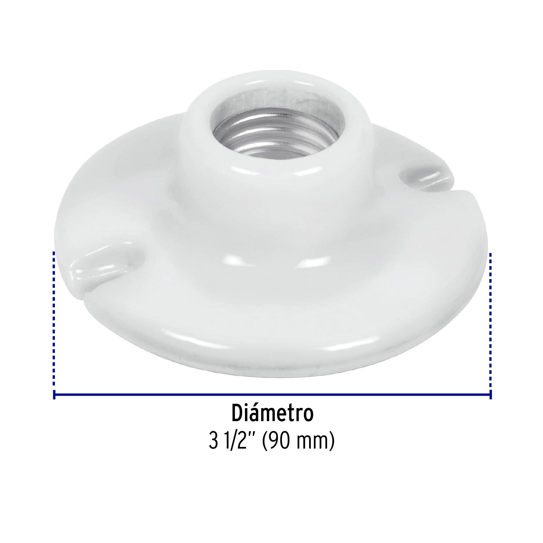 Portalámpara de porcelana, 3-1/2", redonda, VOLTECK