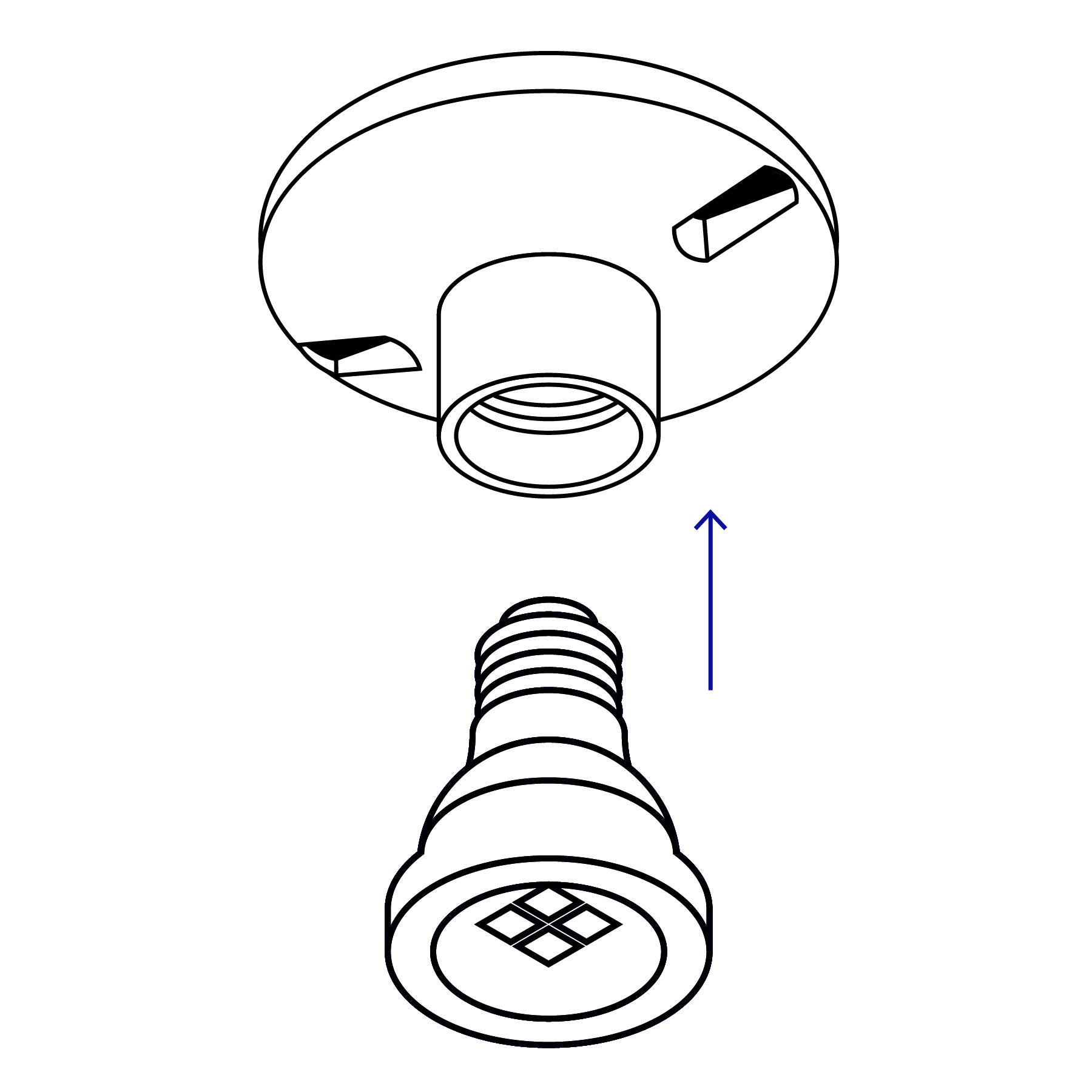 Portalámpara de porcelana, 3-1/2", redonda, VOLTECK