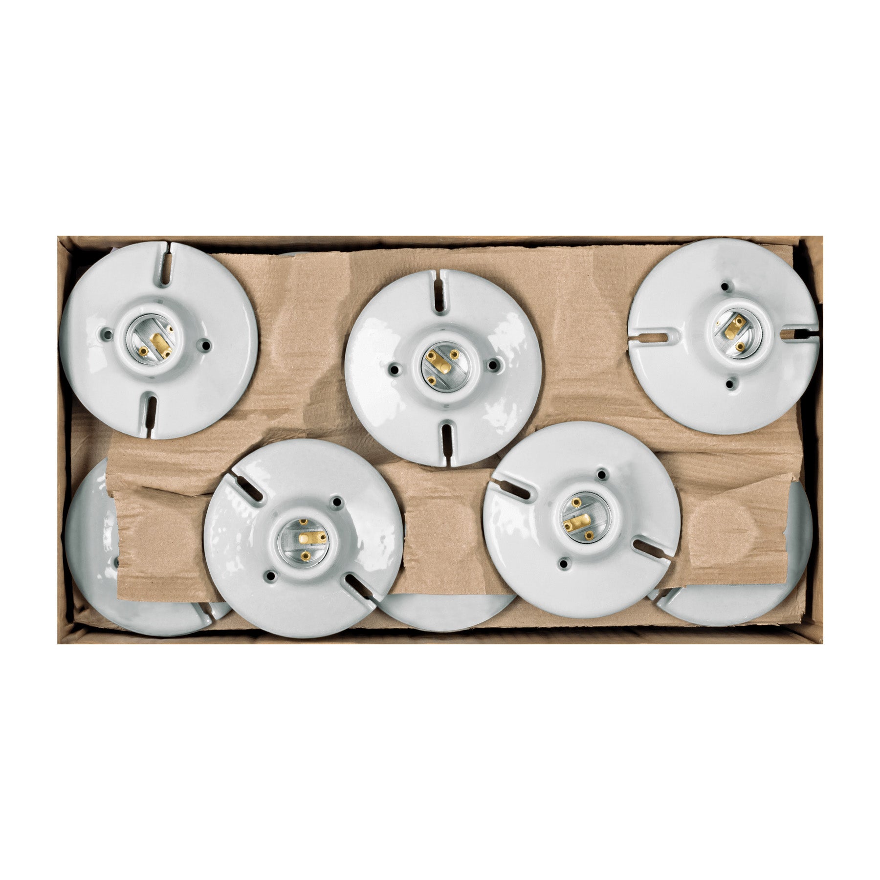 Portalámpara de porcelana, 4-1/2", redonda, a granel VOLTECK