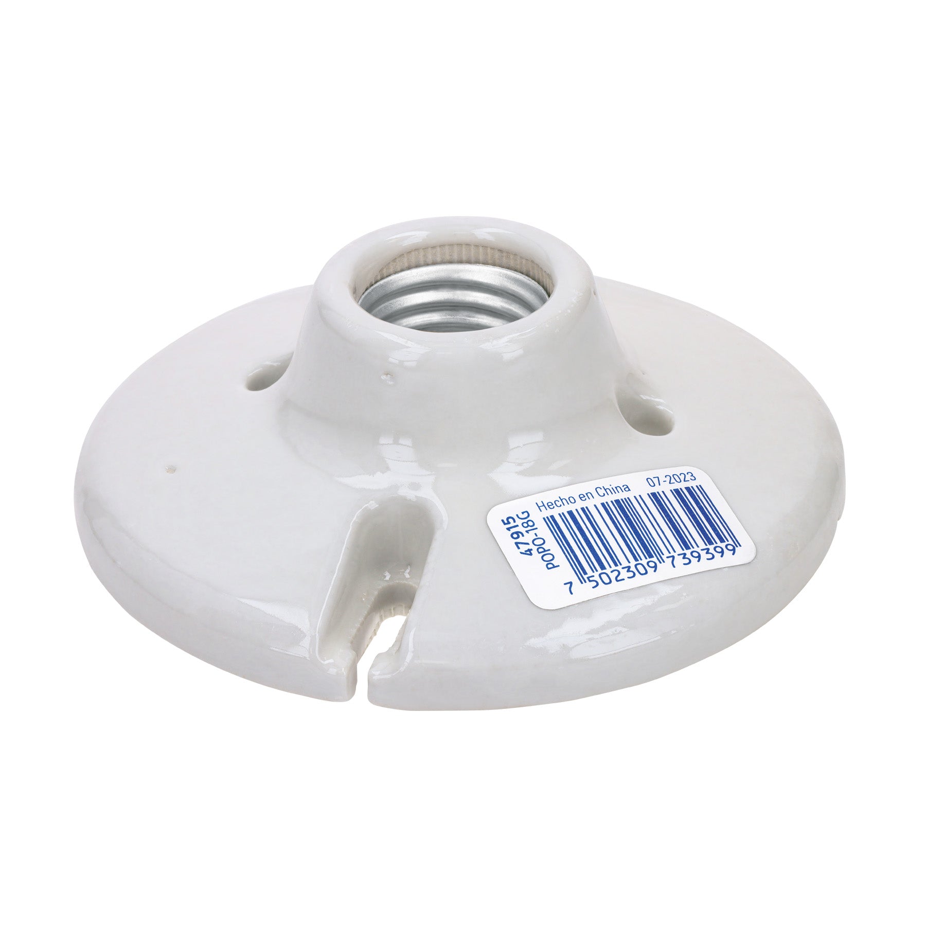 Portalámpara de porcelana, 4-1/2", redonda, a granel VOLTECK