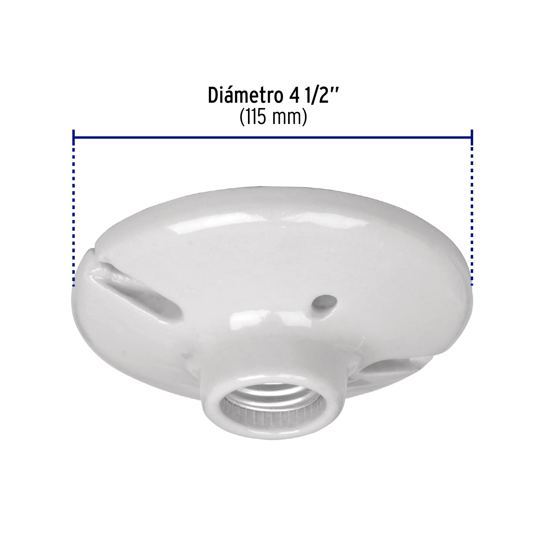 Portalámpara de porcelana, 4-1/2", redonda, a granel VOLTECK