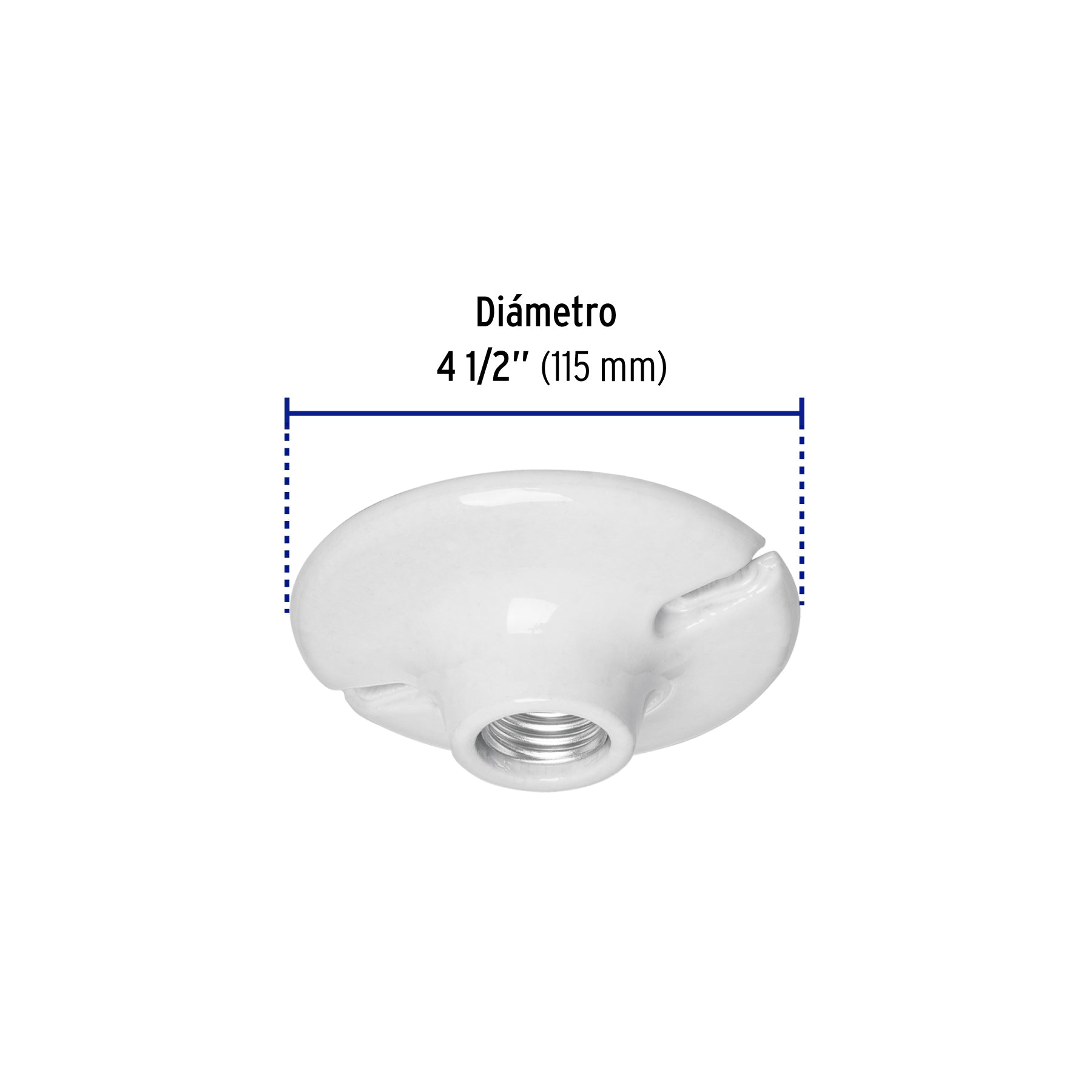 Portalámpara de porcelana, 4-1/2", redonda, VOLTECK