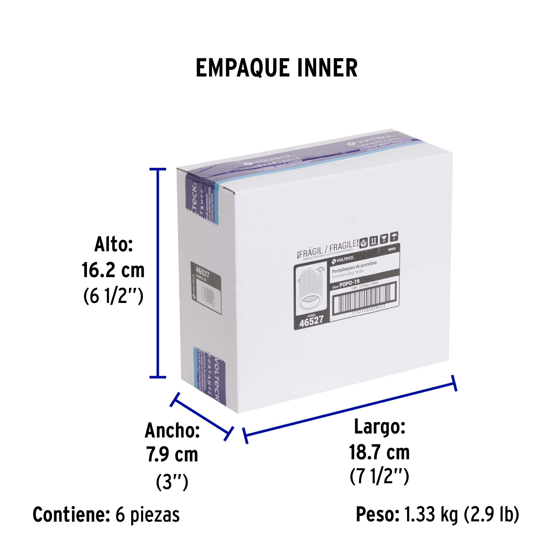 Portalámpara de porcelana, base tipo Mogul (E39), VOLTECK - Empaque