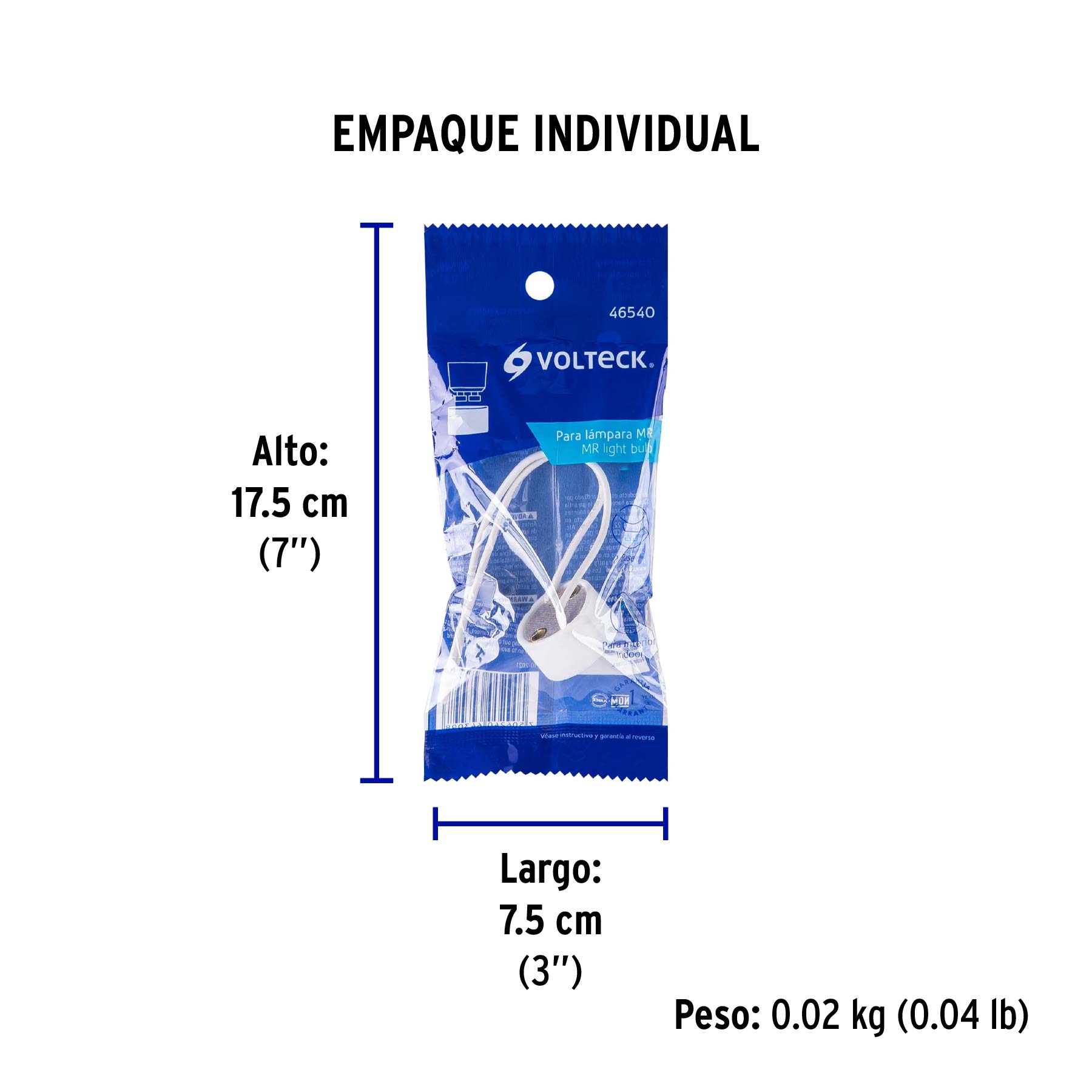 Portalámpara de porcelana para base GU10, VOLTECK - Empaque