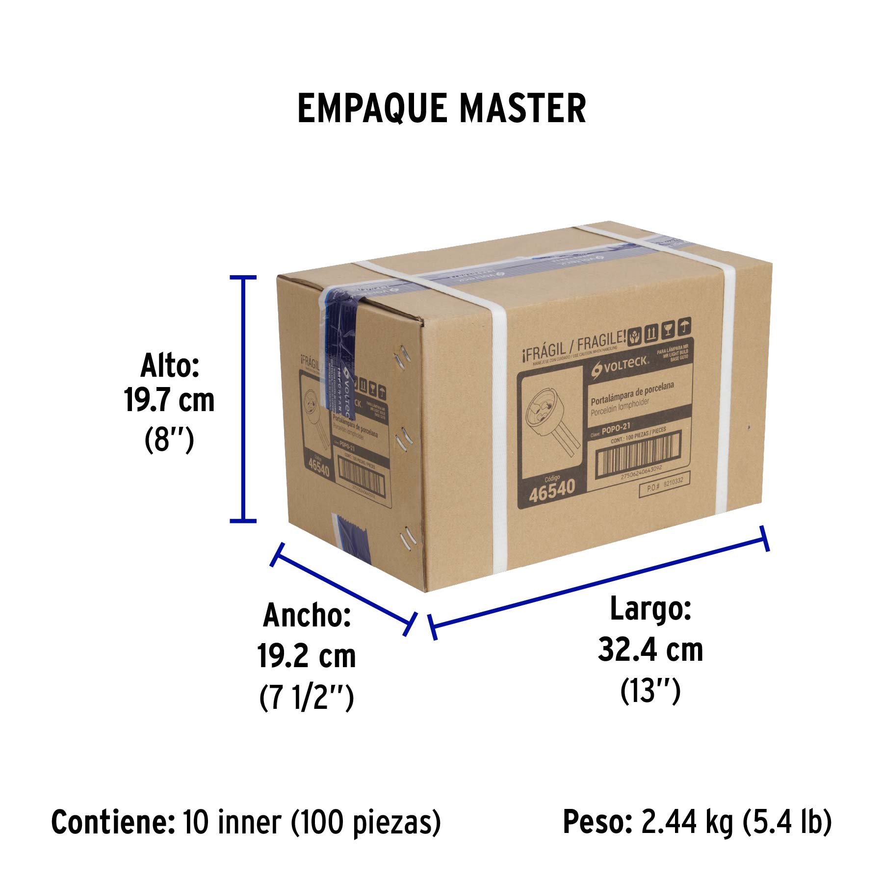 Portalámpara de porcelana para base GU10, VOLTECK - Empaque