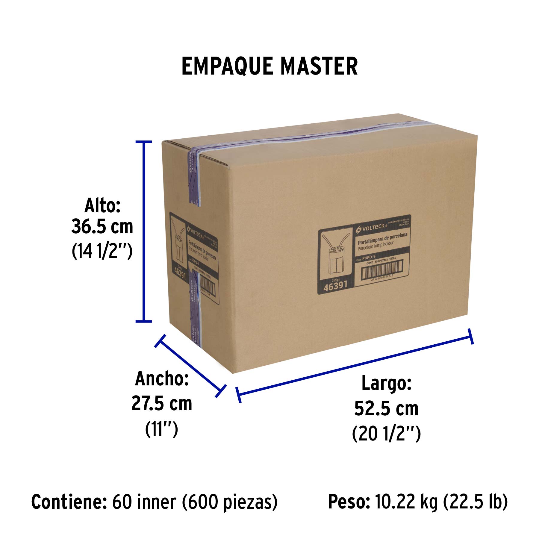 Portalámpara de porcelana para base G9, VOLTECK - Empaque