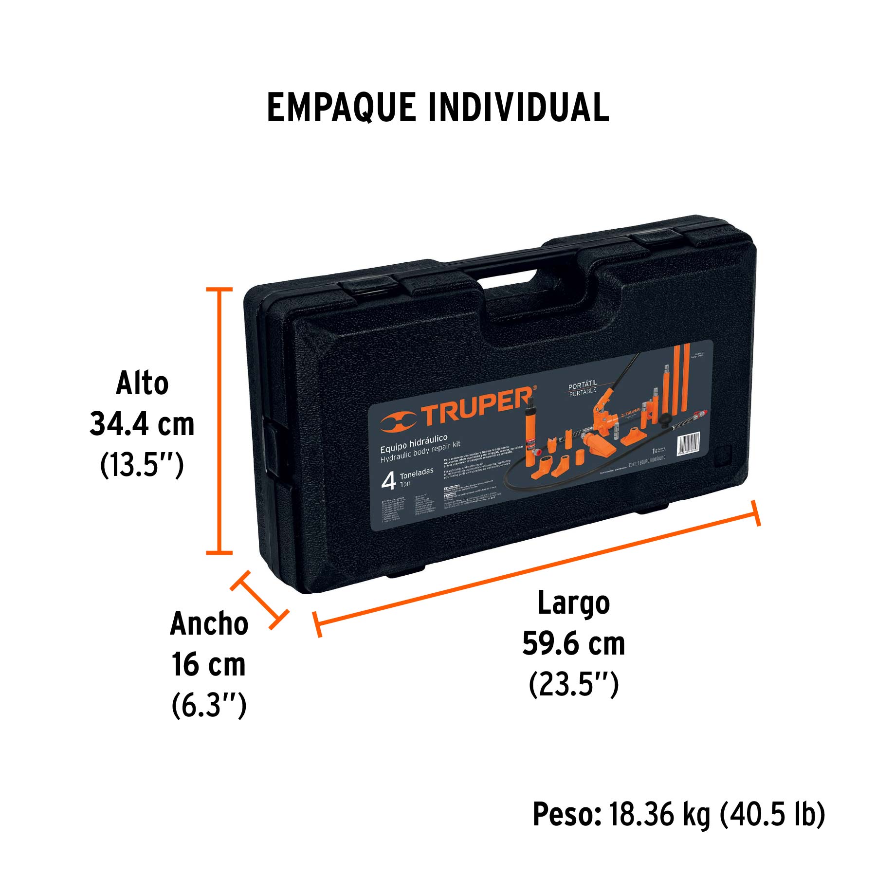 Porto power hidráulico de 4 ton, TRUPER - Empaque