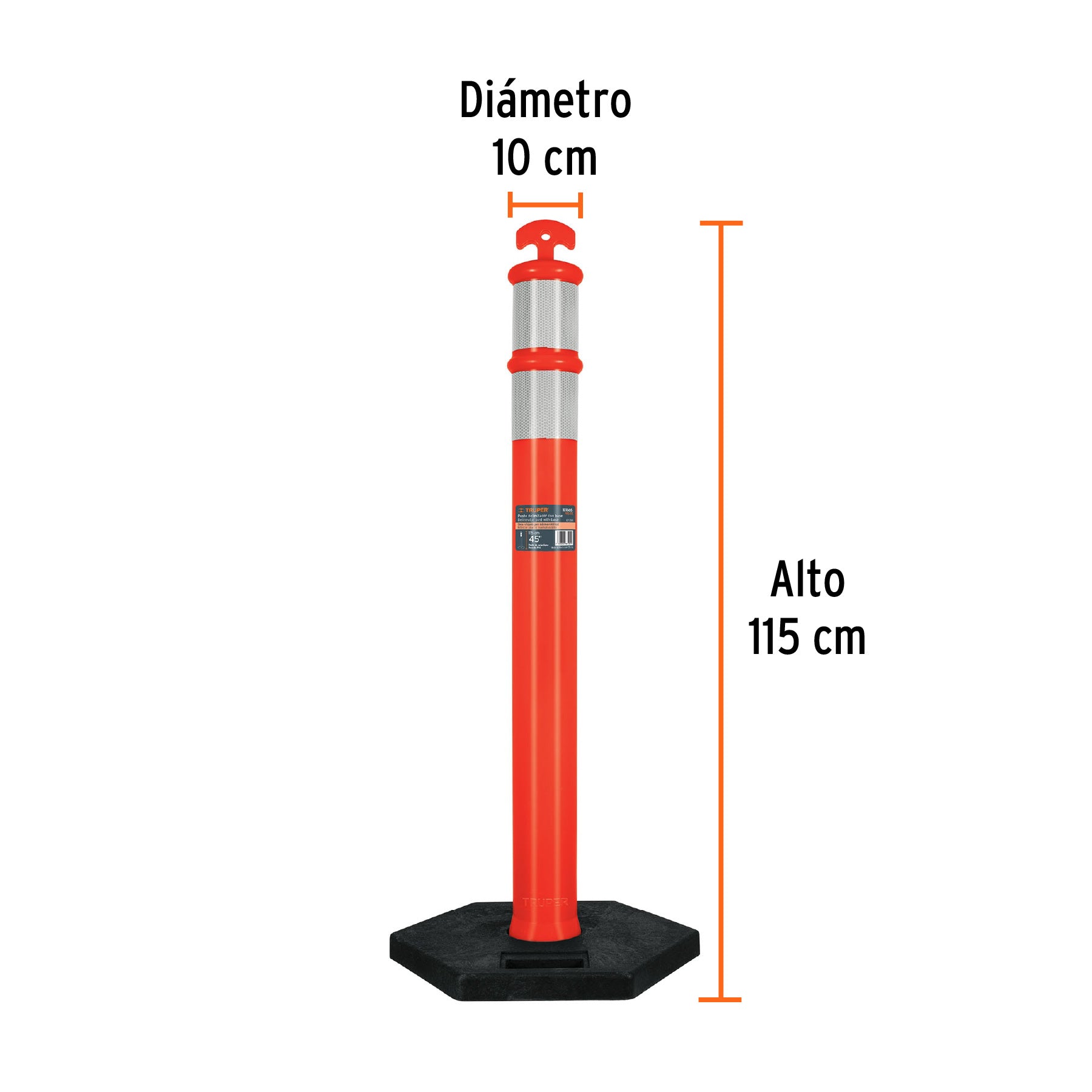 Poste delimitador de 115 cm de alto con base y reflejante