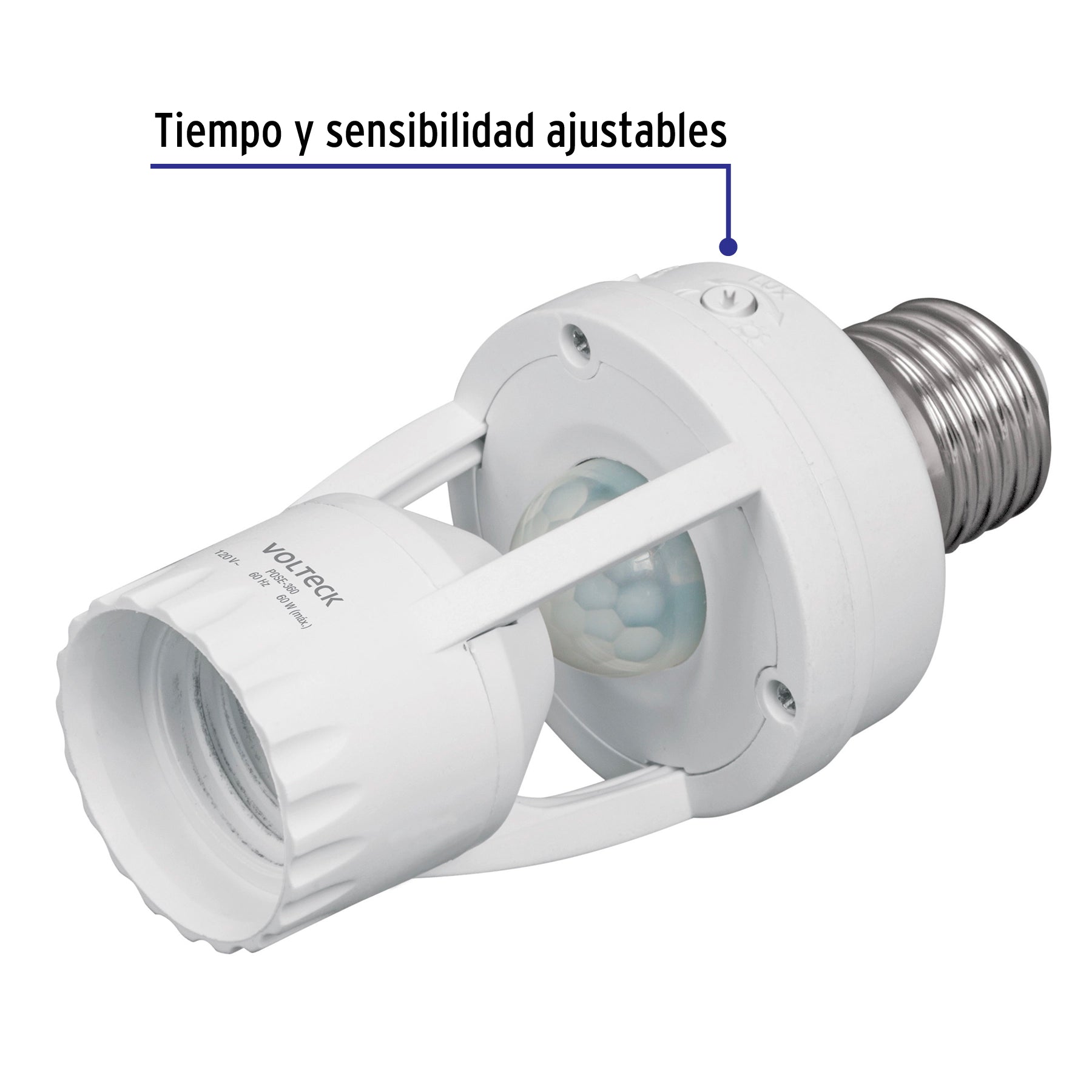 Portalámpara con sensor de movimiento 360°, VOLTECK