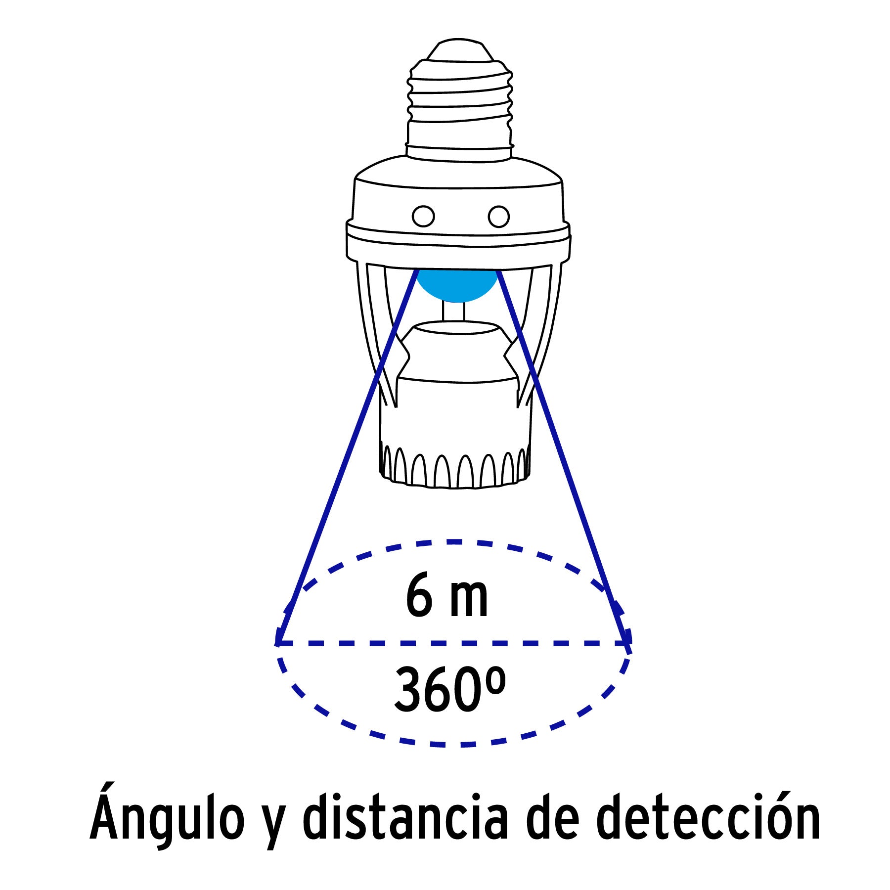 Portalámpara con sensor de movimiento 360°, VOLTECK