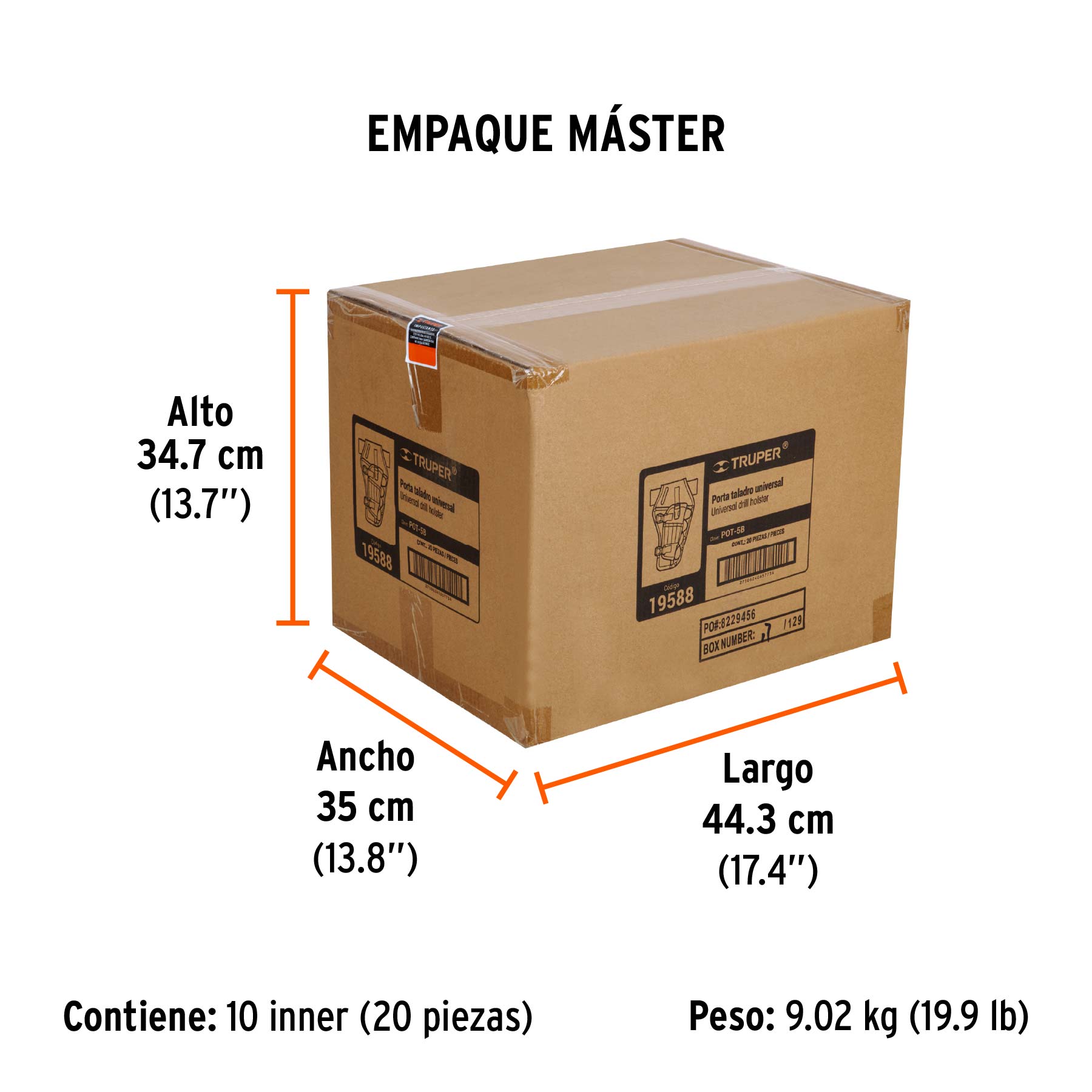 Porta taladro de poliéster, 6 compartimentos, TRUPER - Empaque