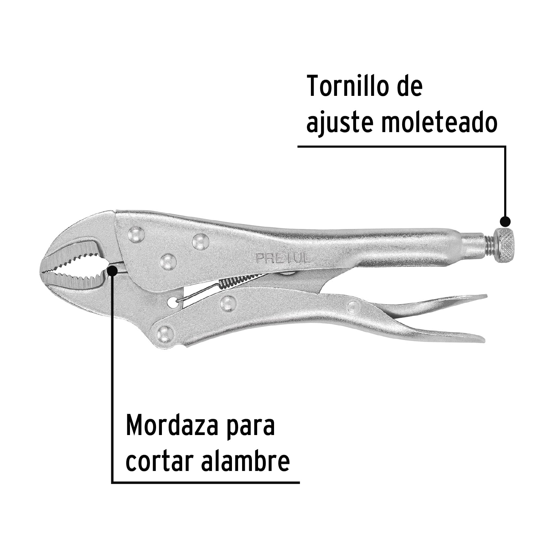 Pinza de presión 10" mordaza curva, PRETUL