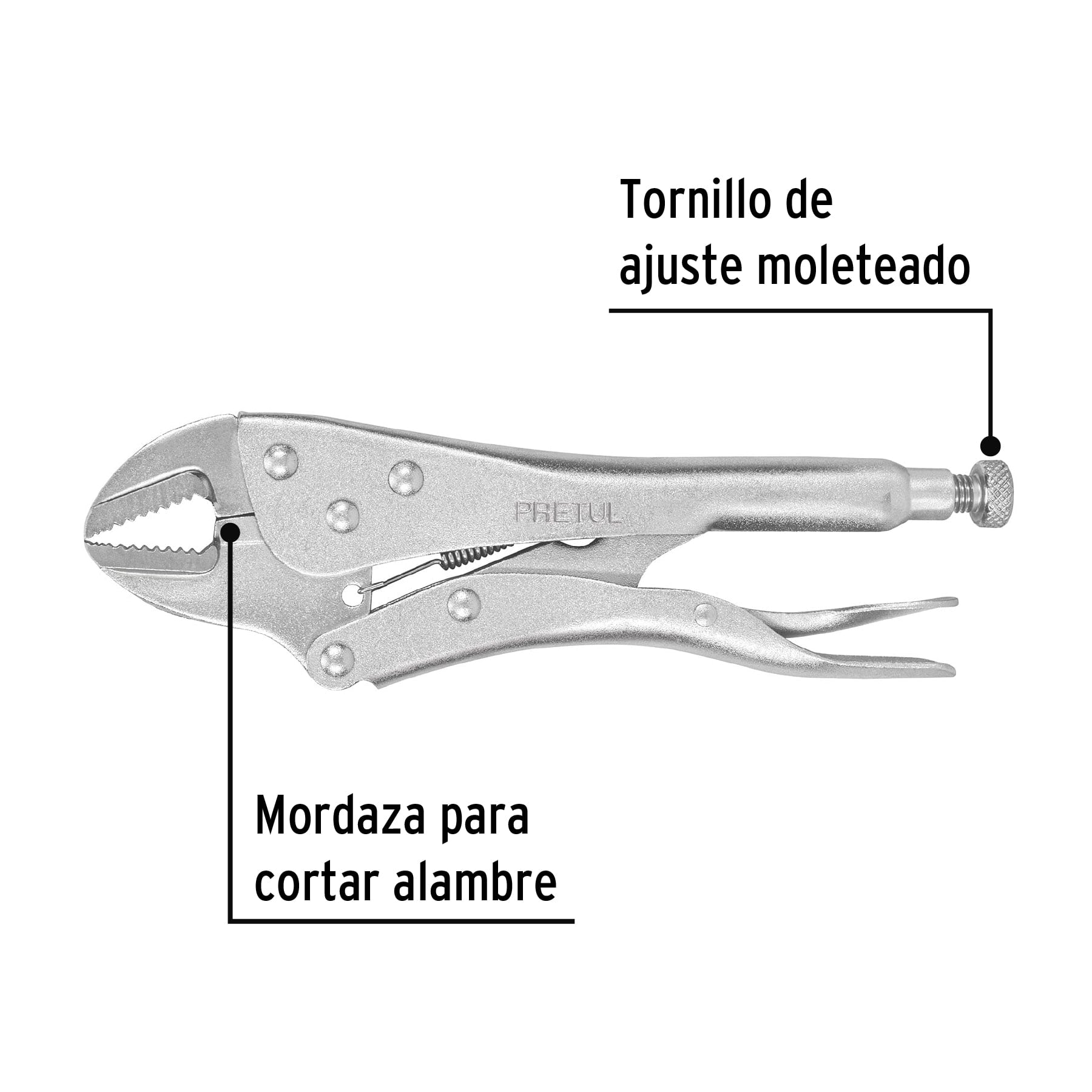Pinza de presión 10" mordaza recta, a granel, PRETUL