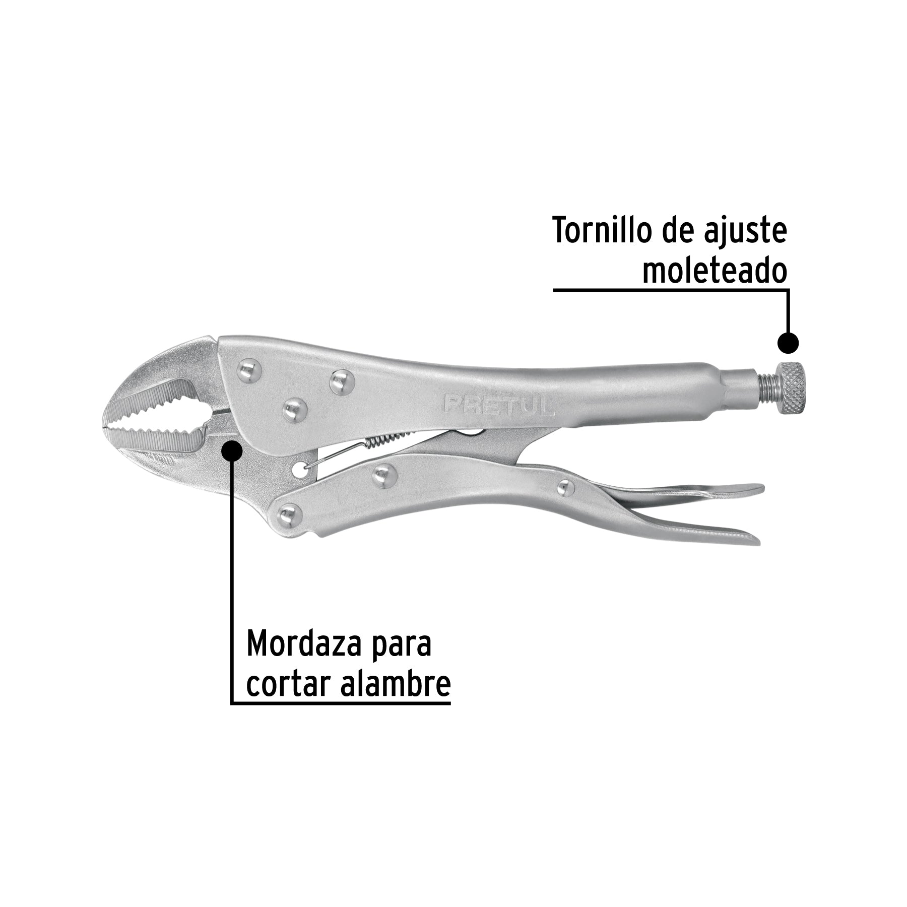 Pinza de presión 10" mordaza recta, PRETUL