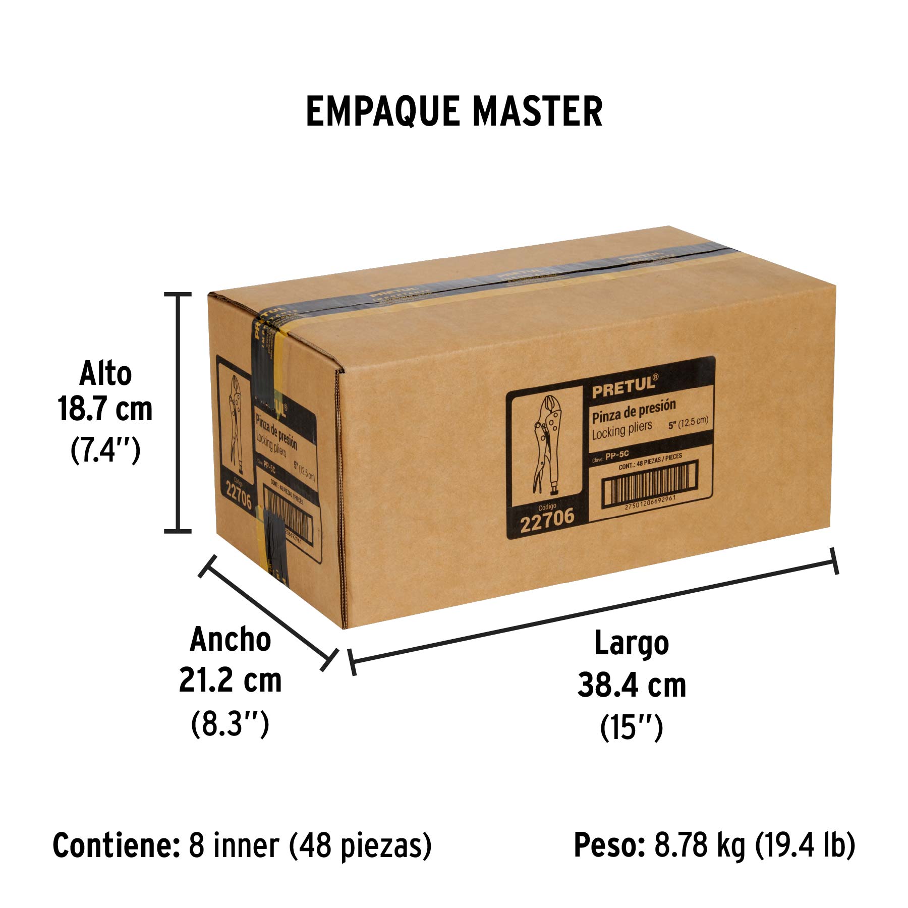 Pinza de presión 5" mordaza curva, PRETUL - Empaque