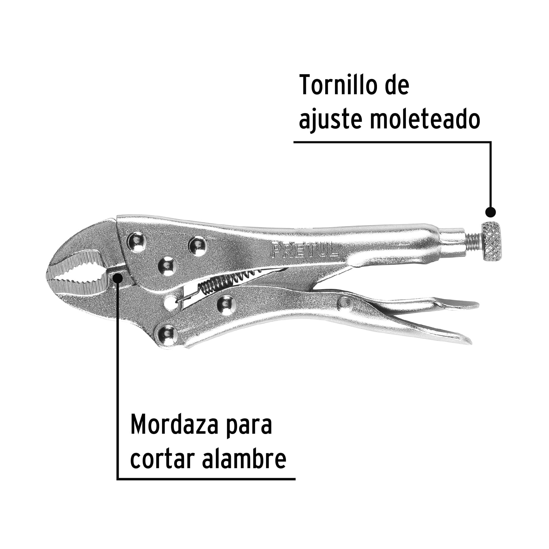Pinza de presión 5" mordaza curva, PRETUL