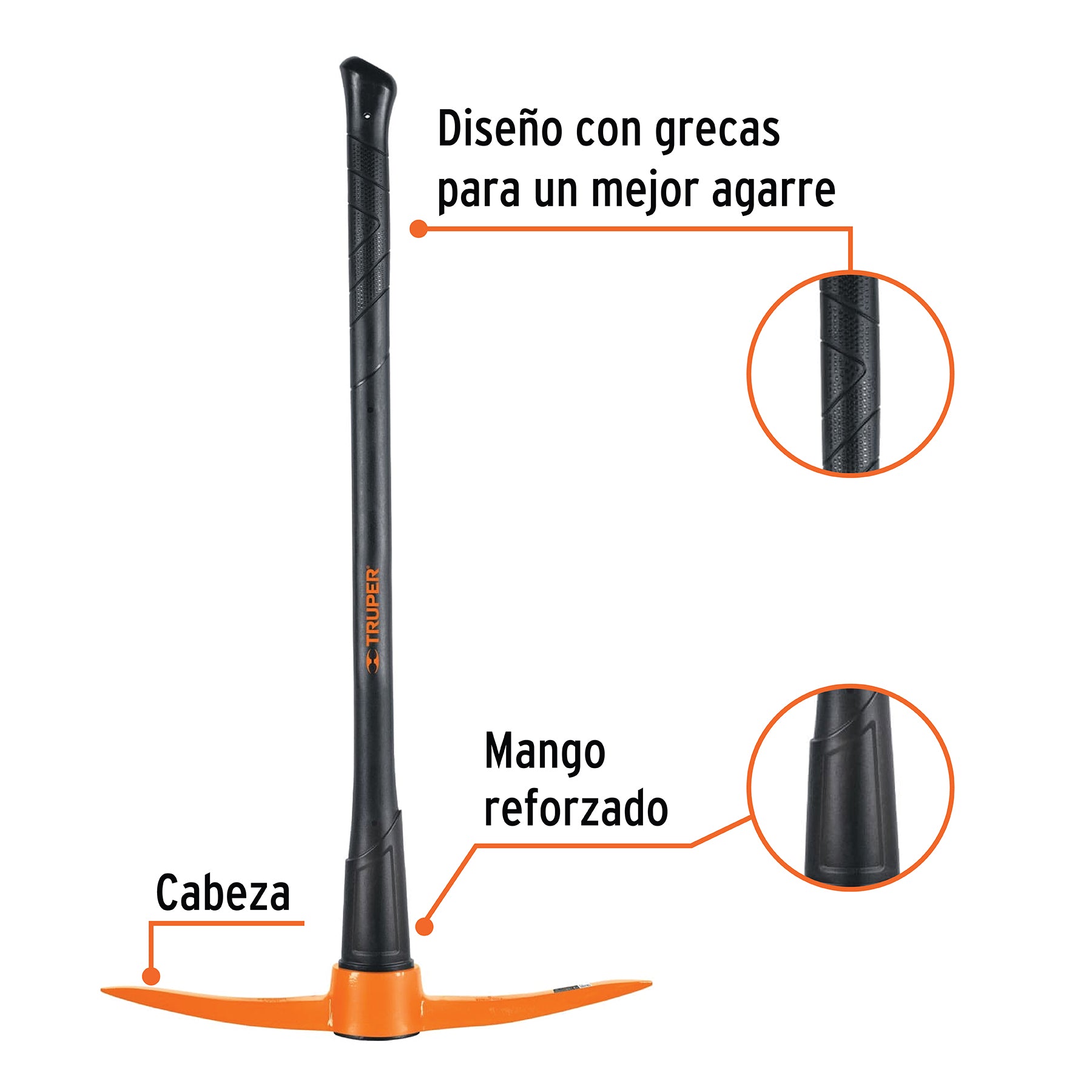 Pico-pico 5 lb, mango fibra de vidrio 36", TRUPER