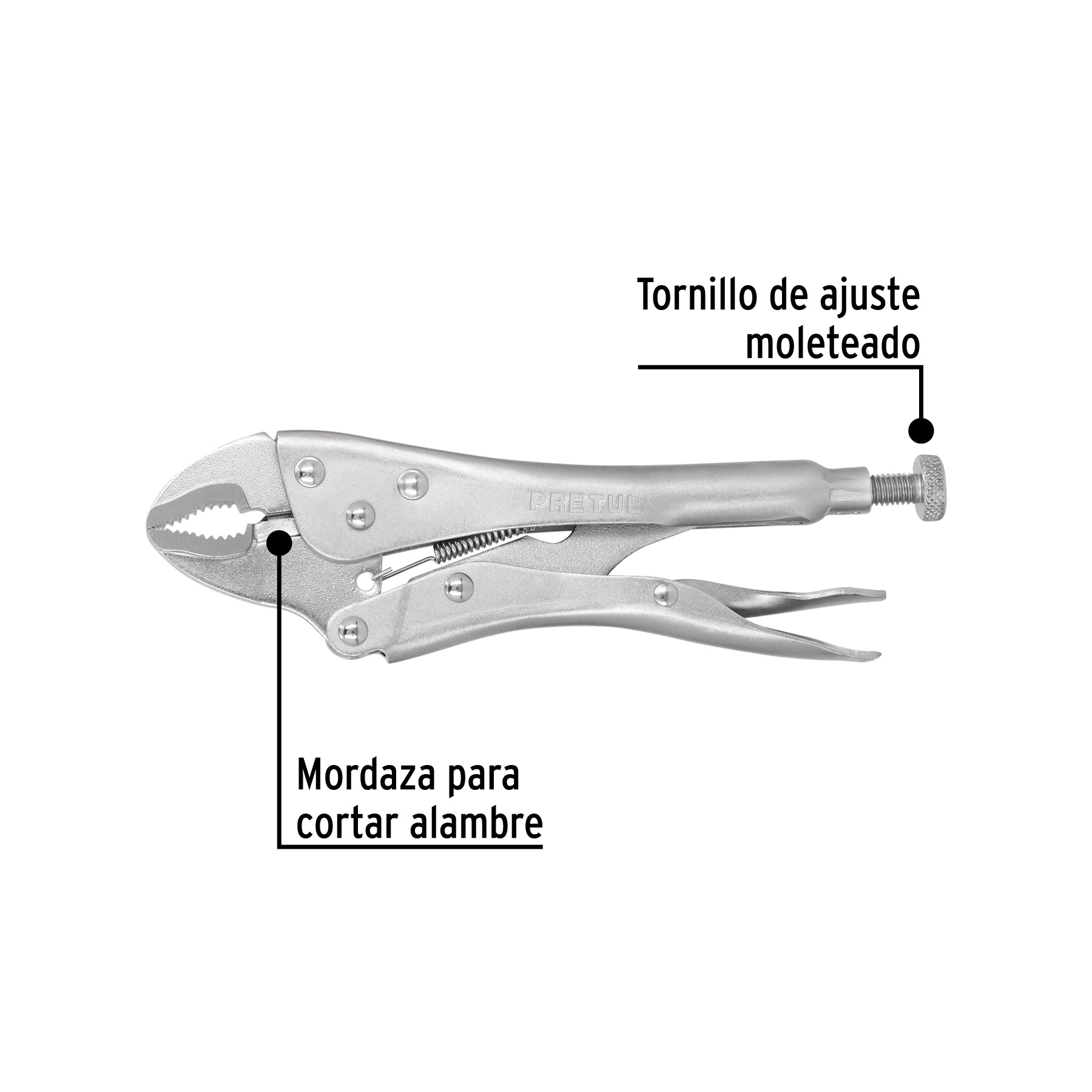 Pinza de presión 7" mordaza curva, PRETUL