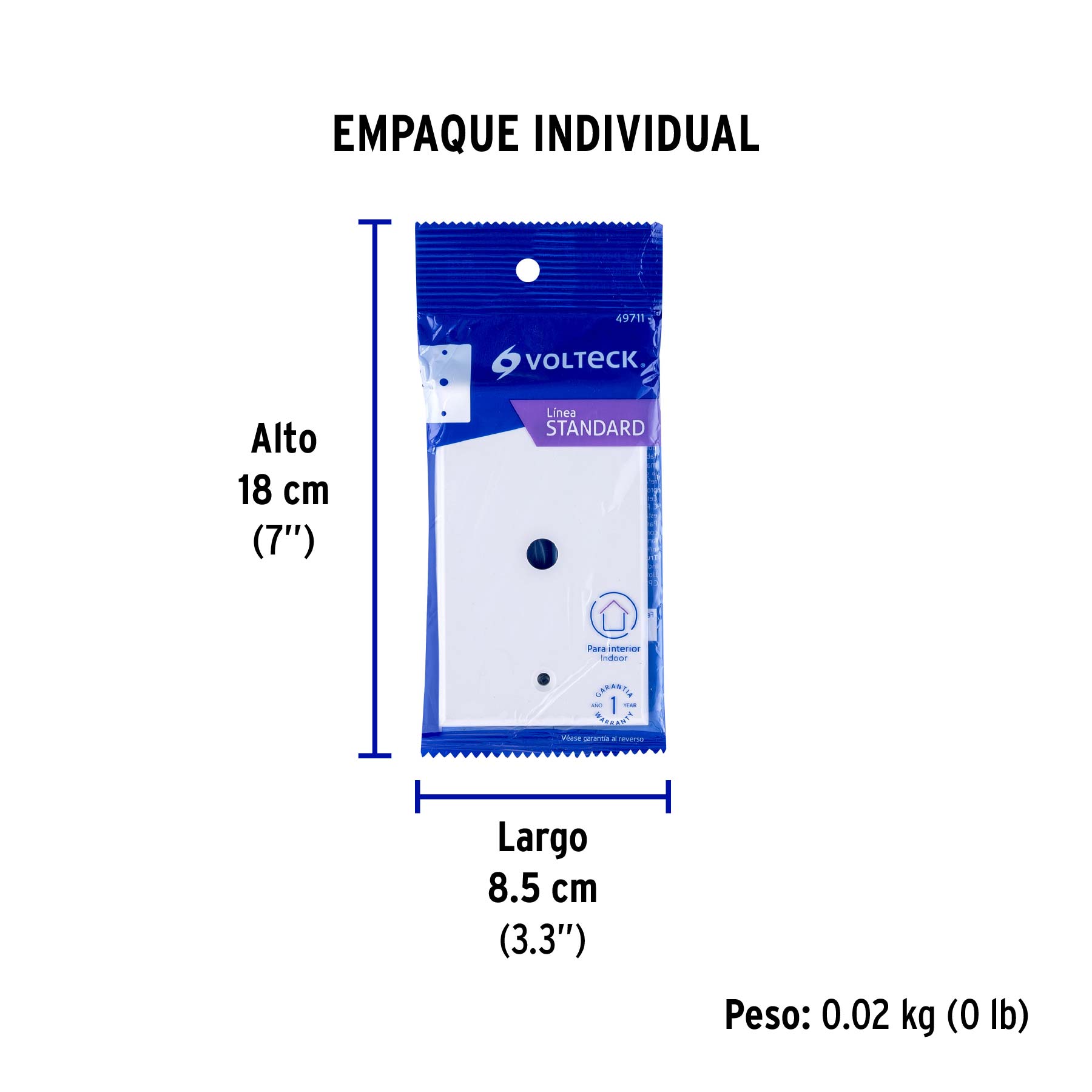 Placa de ABS pasacable, Standard, blanco, VOLTECK - Empaque