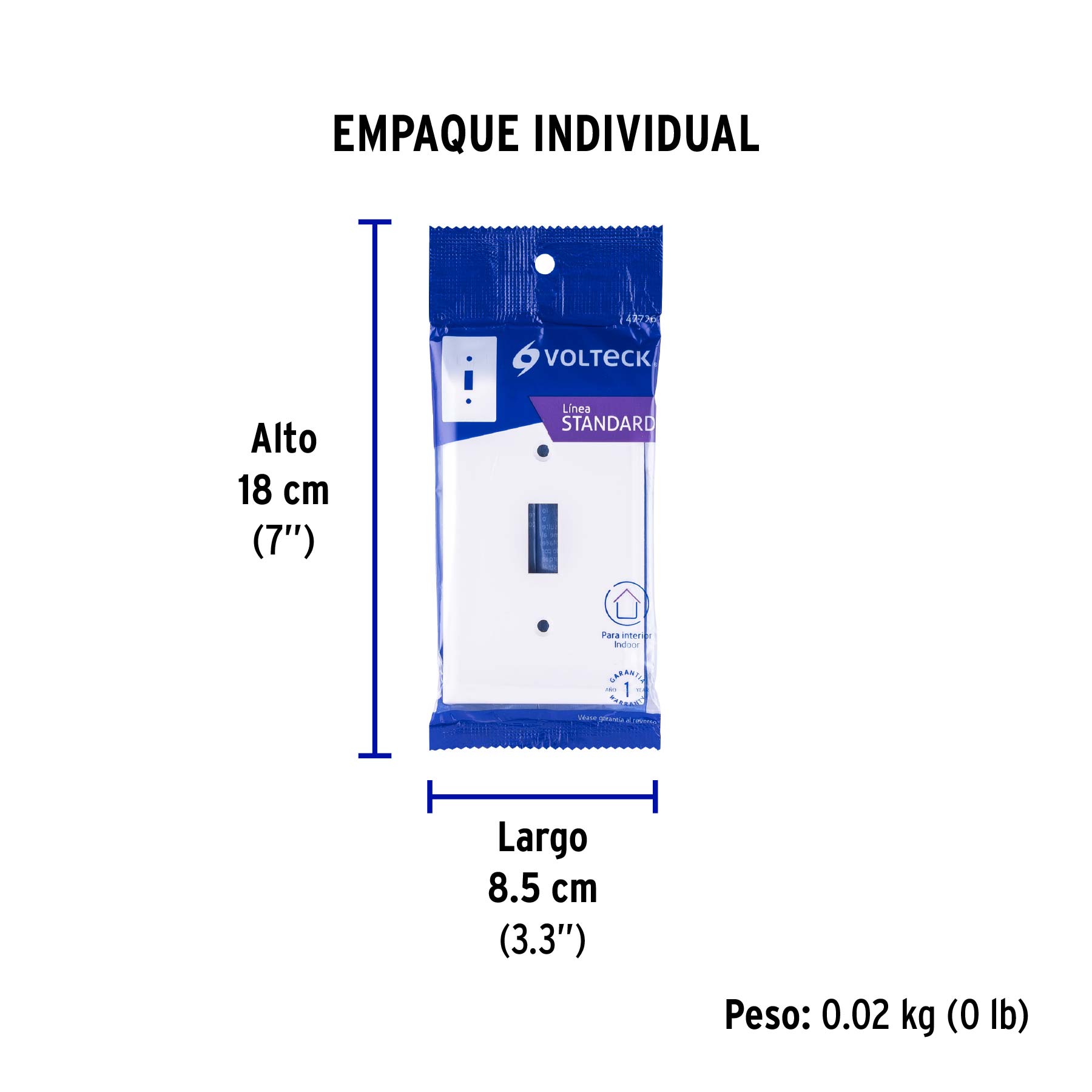 Placa de ABS para interruptor vertical, Standard, blanco - Empaque