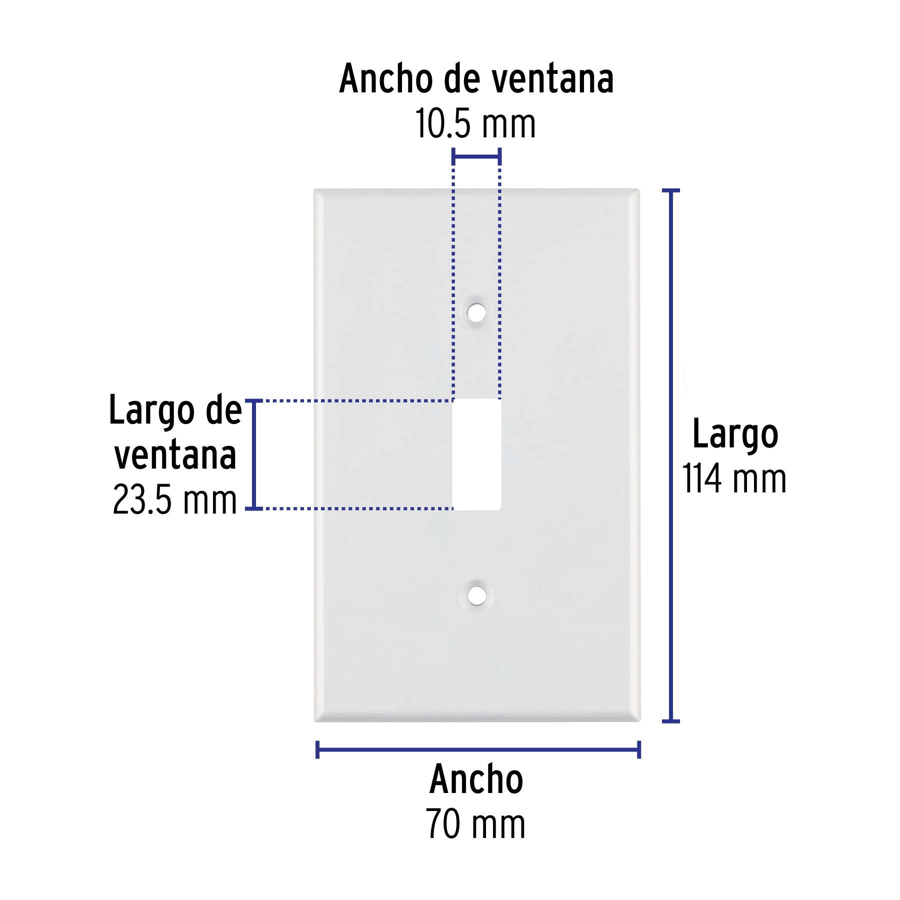 Placa de ABS para interruptor vertical, Standard, blanco